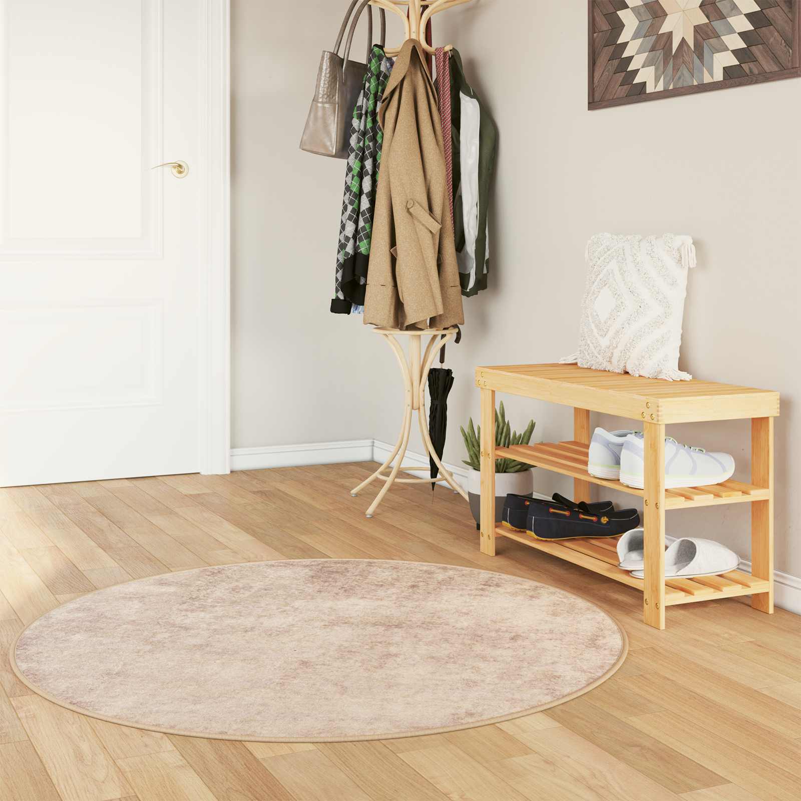 Teppichläufer MARSA Beige 120 x 120 cm Polyester und PVC