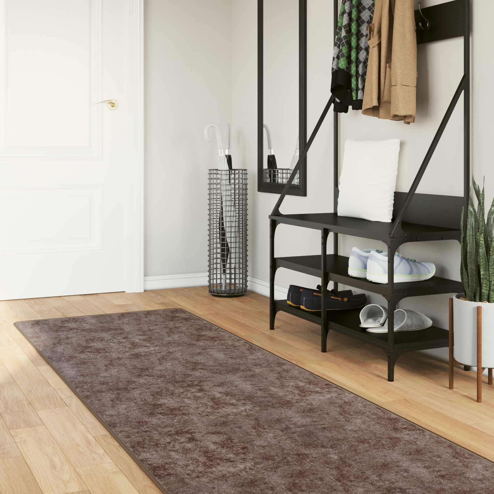 Teppichläufer MARSA Grau 80 x 350 cm Polyester und PVC