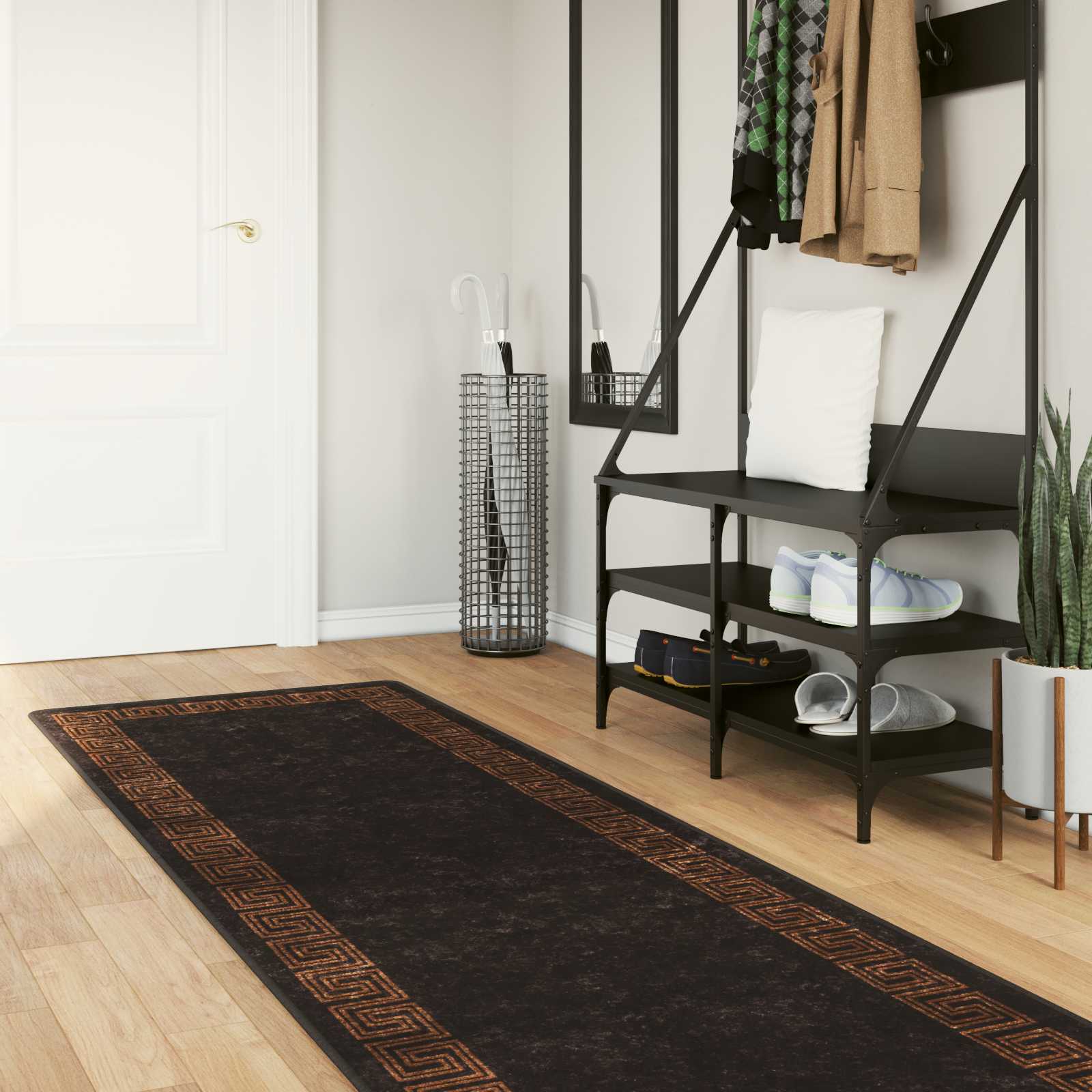 Teppichläufer MARSA Schwarz 80 x 400 cm Polyester und PVC