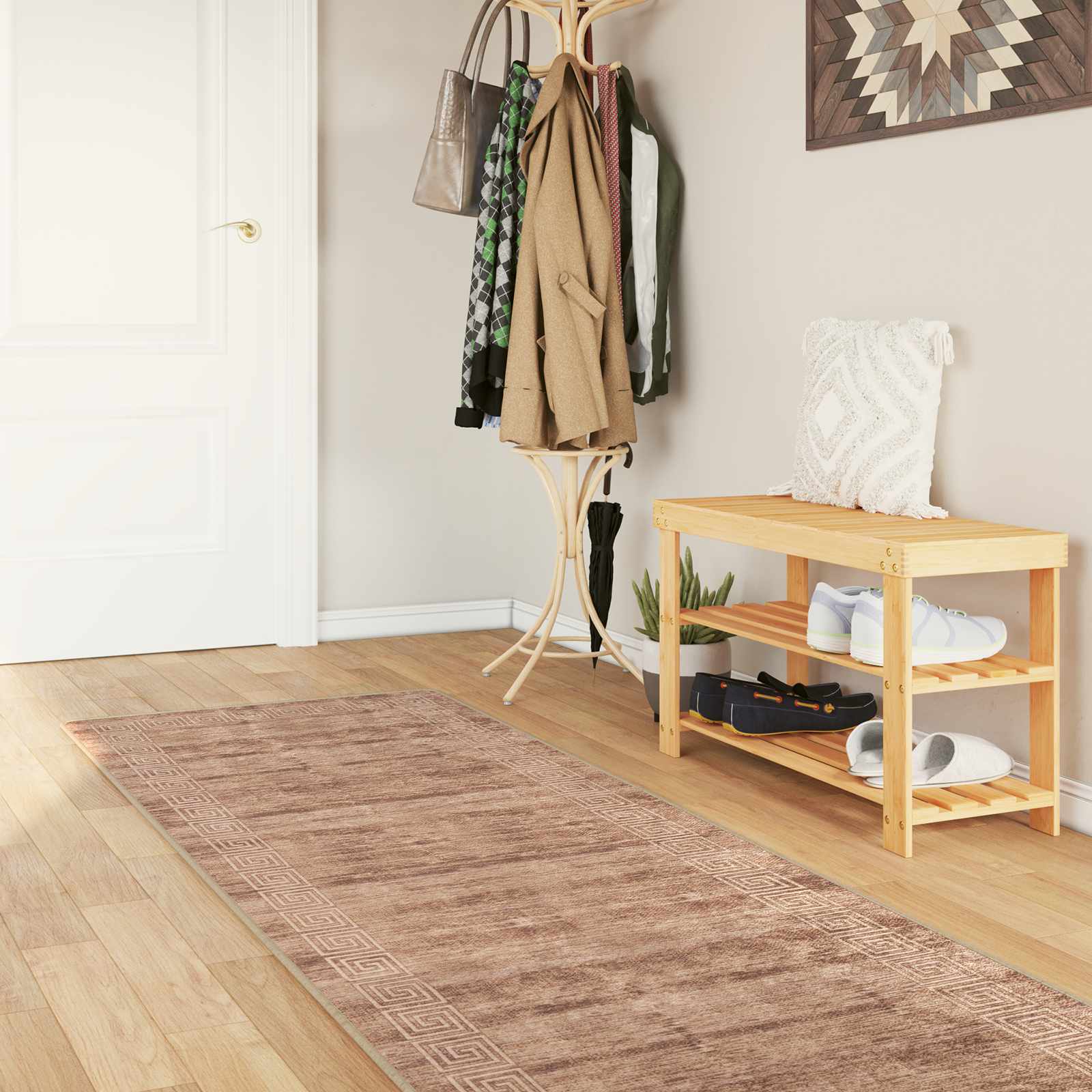 Teppichläufer MARSA Weiß 100 x 350 cm Polyester und PVC