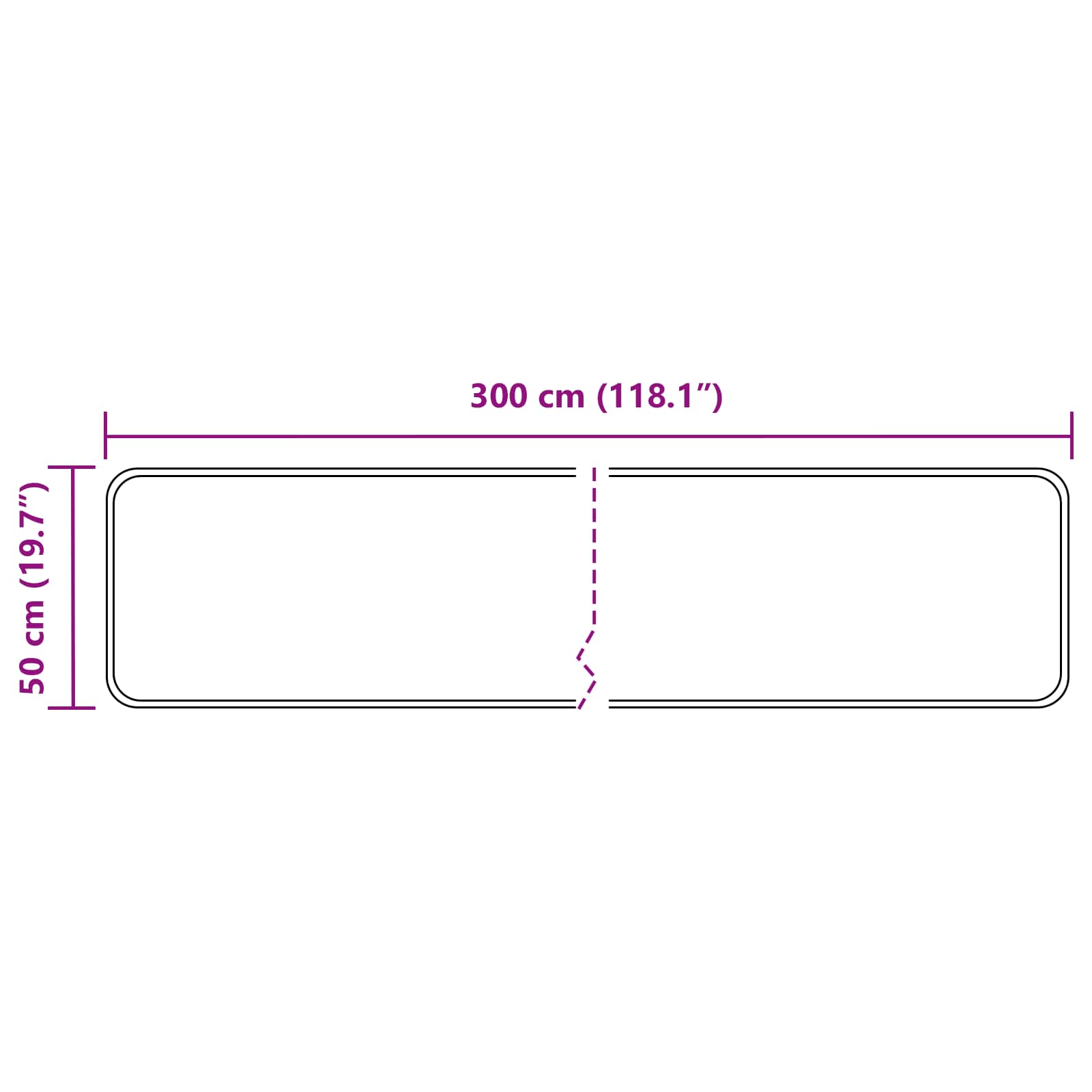 Teppichläufer MARSA Schwarz 50 x 300 cm Polyester und PVC