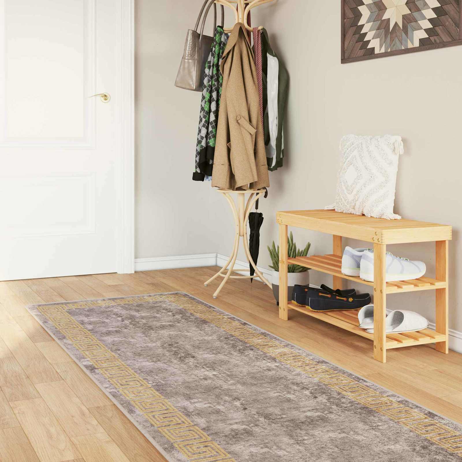Teppichläufer MARSA Grau 80 x 400 cm Polyester und PVC