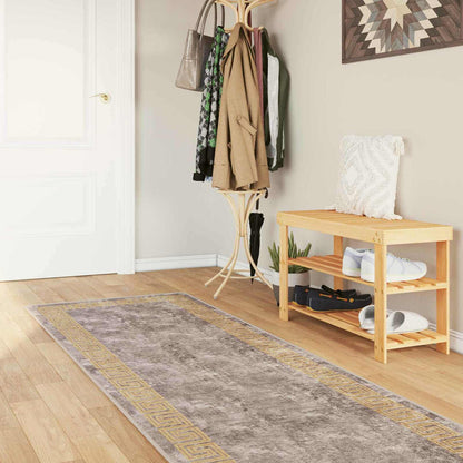 Teppichläufer MARSA Grau und Gold 80 x 400 cm Polyester und PVC