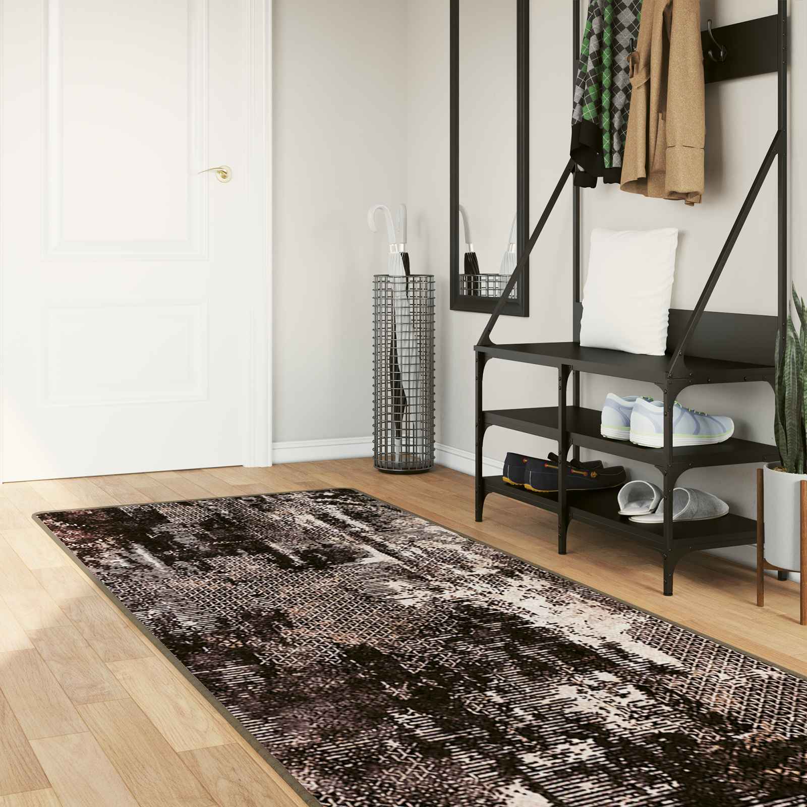 Teppichläufer MARSA Schwarz 100 x 350 cm Polyester und PVC