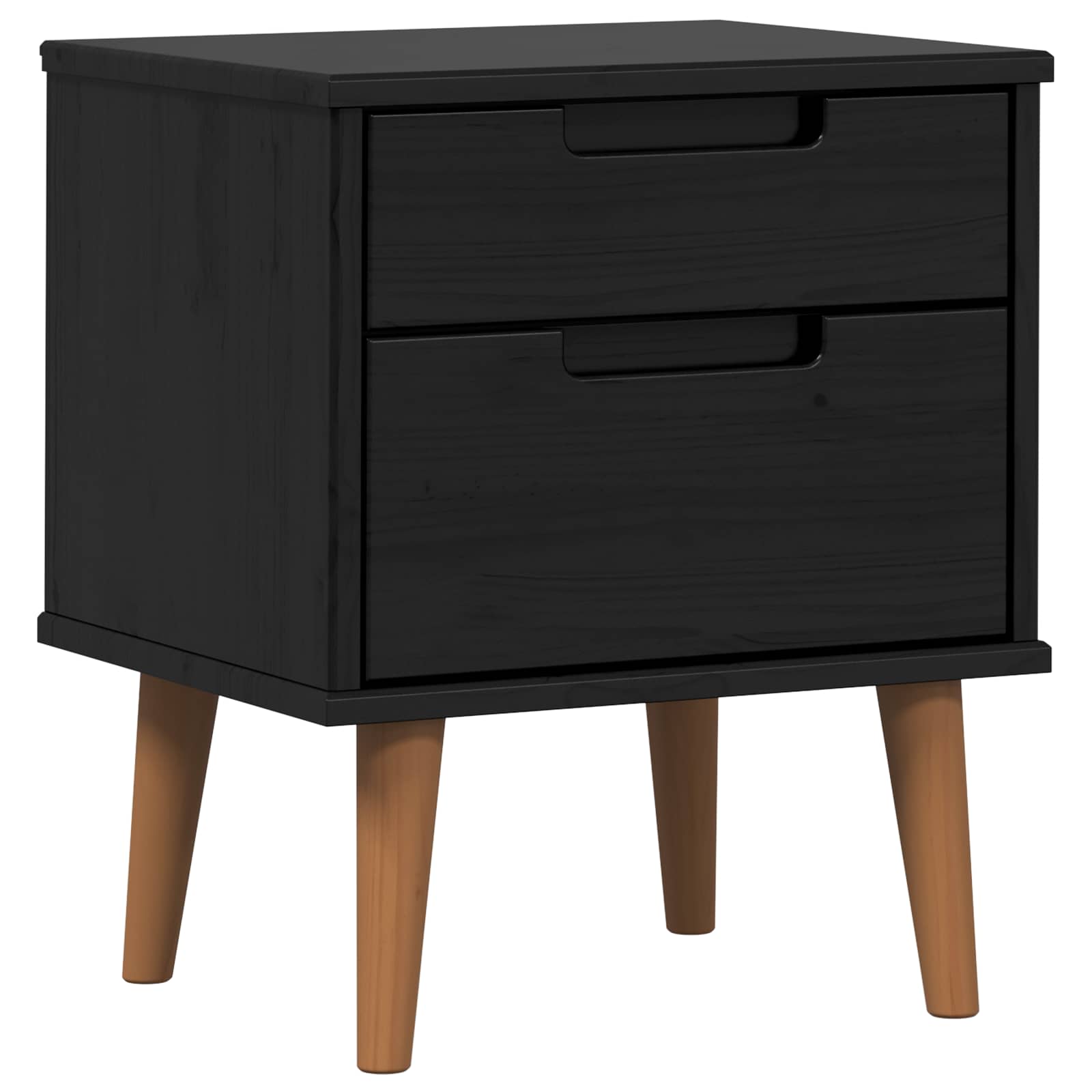 Nachttisch MOLDE Schwarz 40 x 35 x 48 cm Massives Kiefernholz