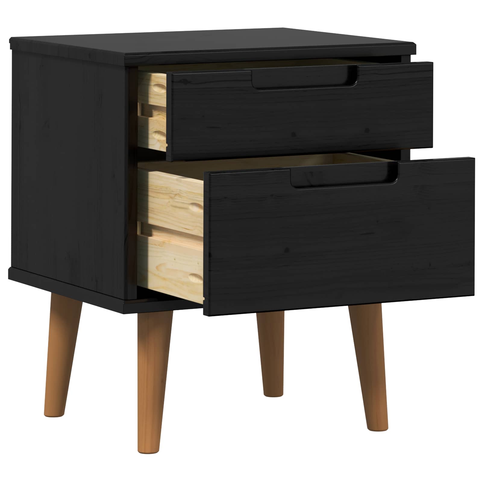 Nachttisch MOLDE Schwarz 40 x 35 x 48 cm Massives Kiefernholz