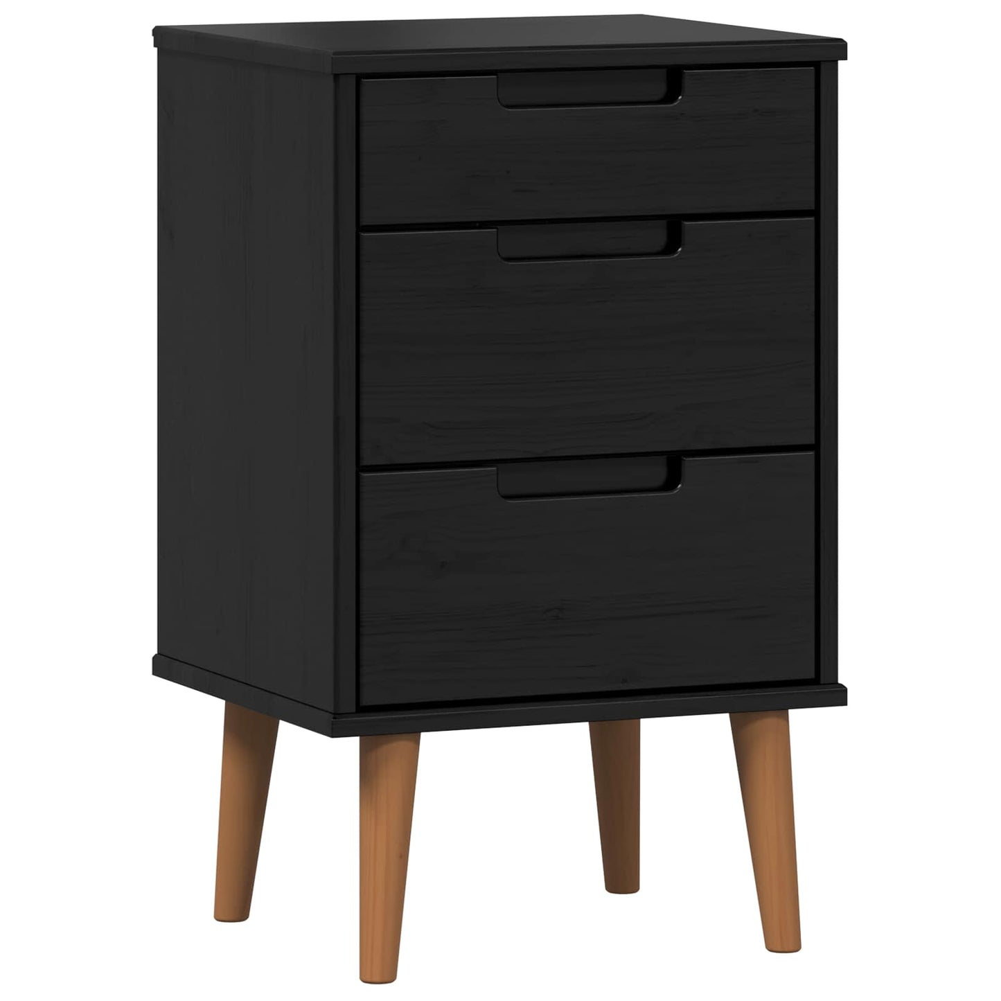 Nachttisch MOLDE Schwarz 40 x 35 x 65 cm Massives Kiefernholz