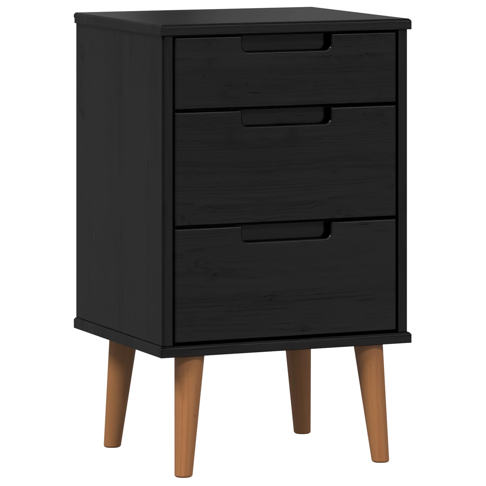 Nachttisch MOLDE Schwarz 40 x 35 x 65 cm Massives Kiefernholz