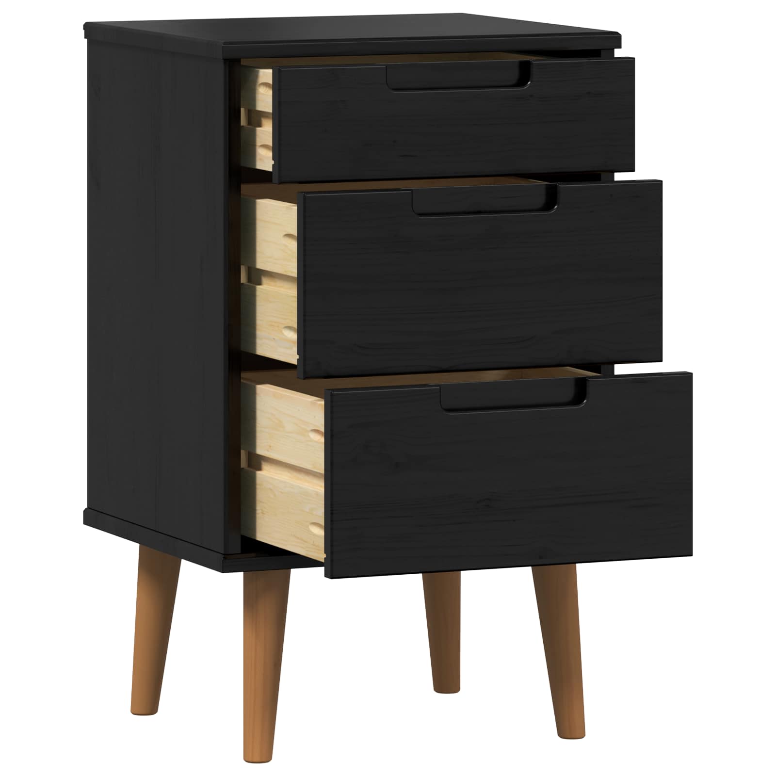 Nachttisch MOLDE Schwarz 40 x 35 x 65 cm Massives Kiefernholz