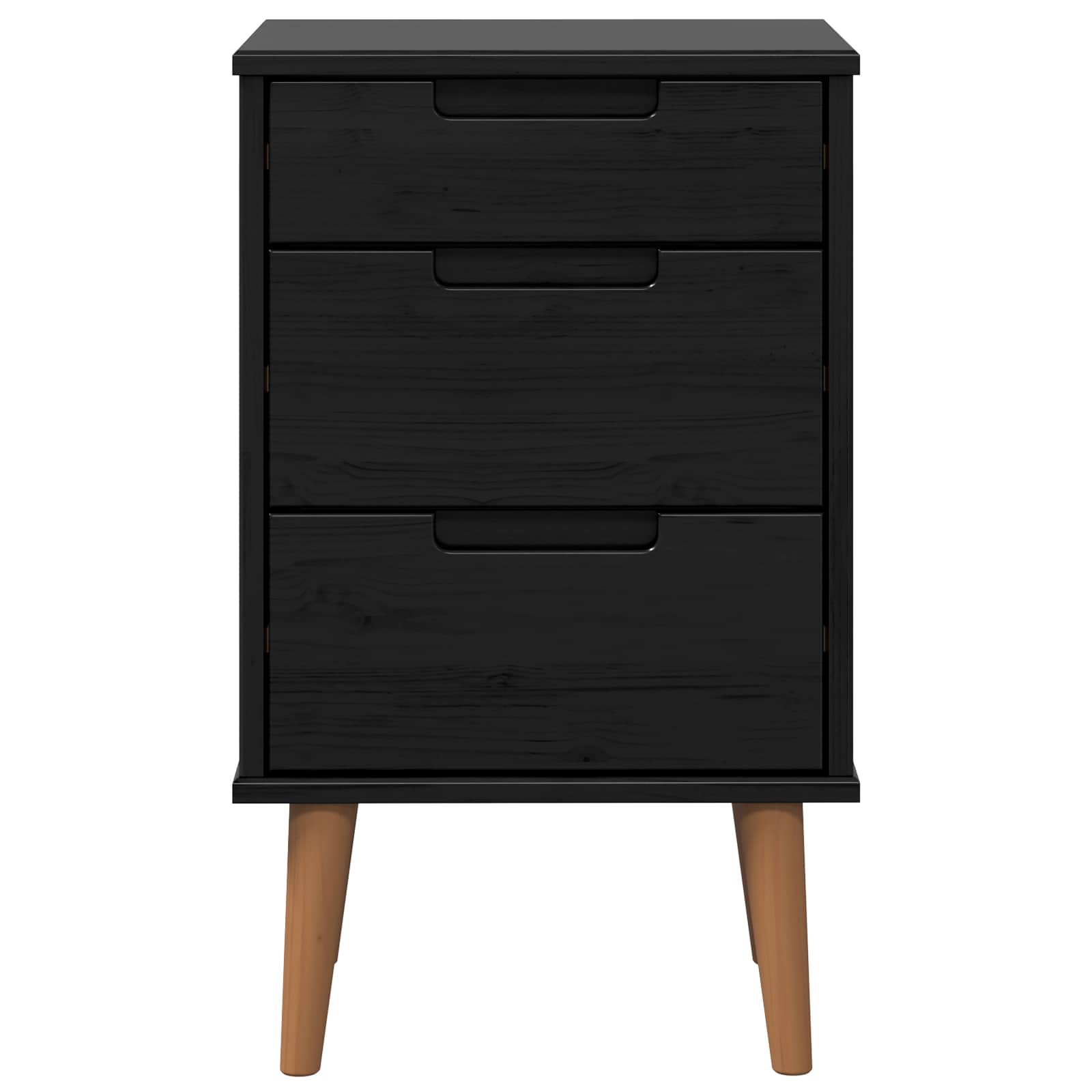 Nachttisch MOLDE Schwarz 40 x 35 x 65 cm Massives Kiefernholz