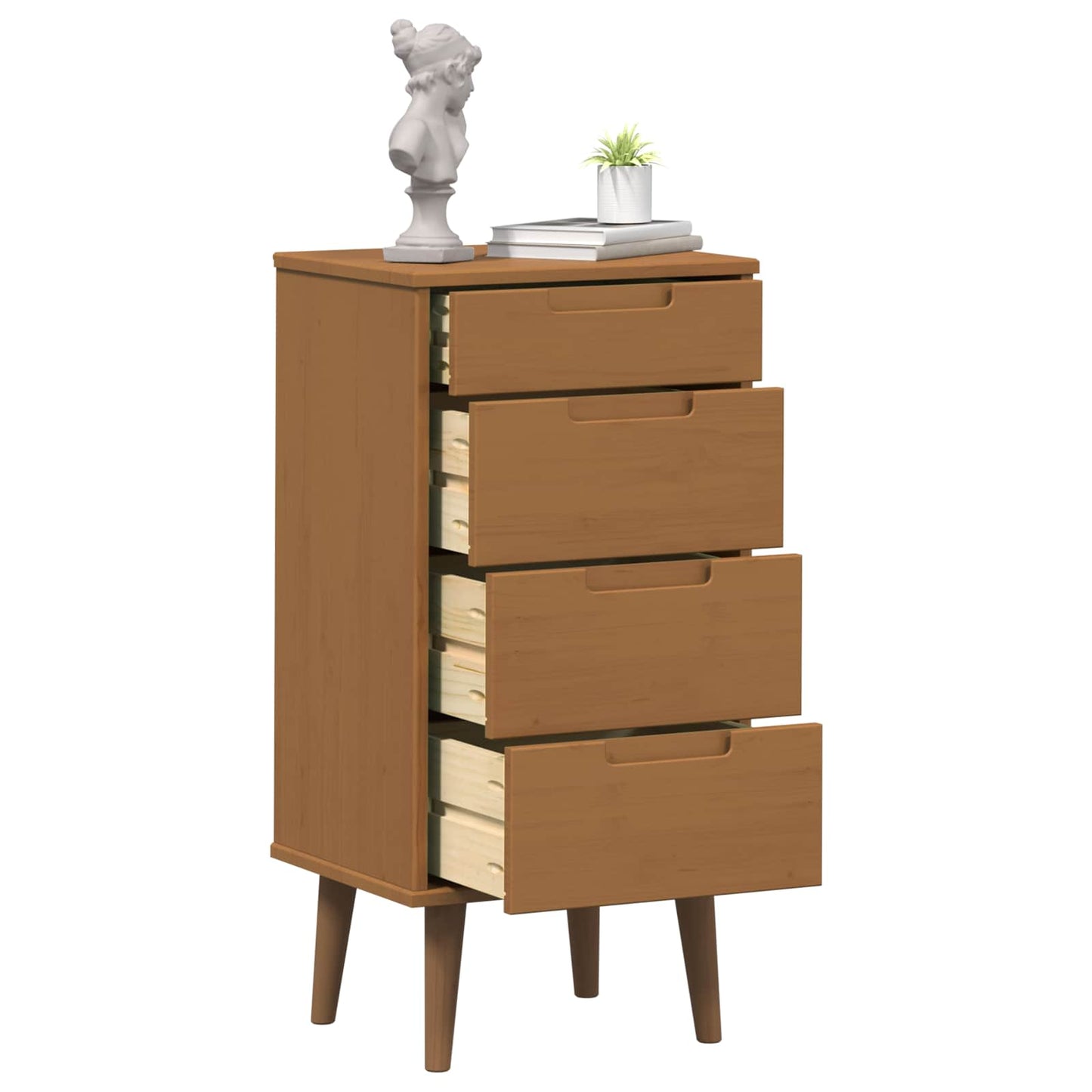 Kommode MOLDE Karamell 40 x 35 x 82 cm Massives Kiefernholz