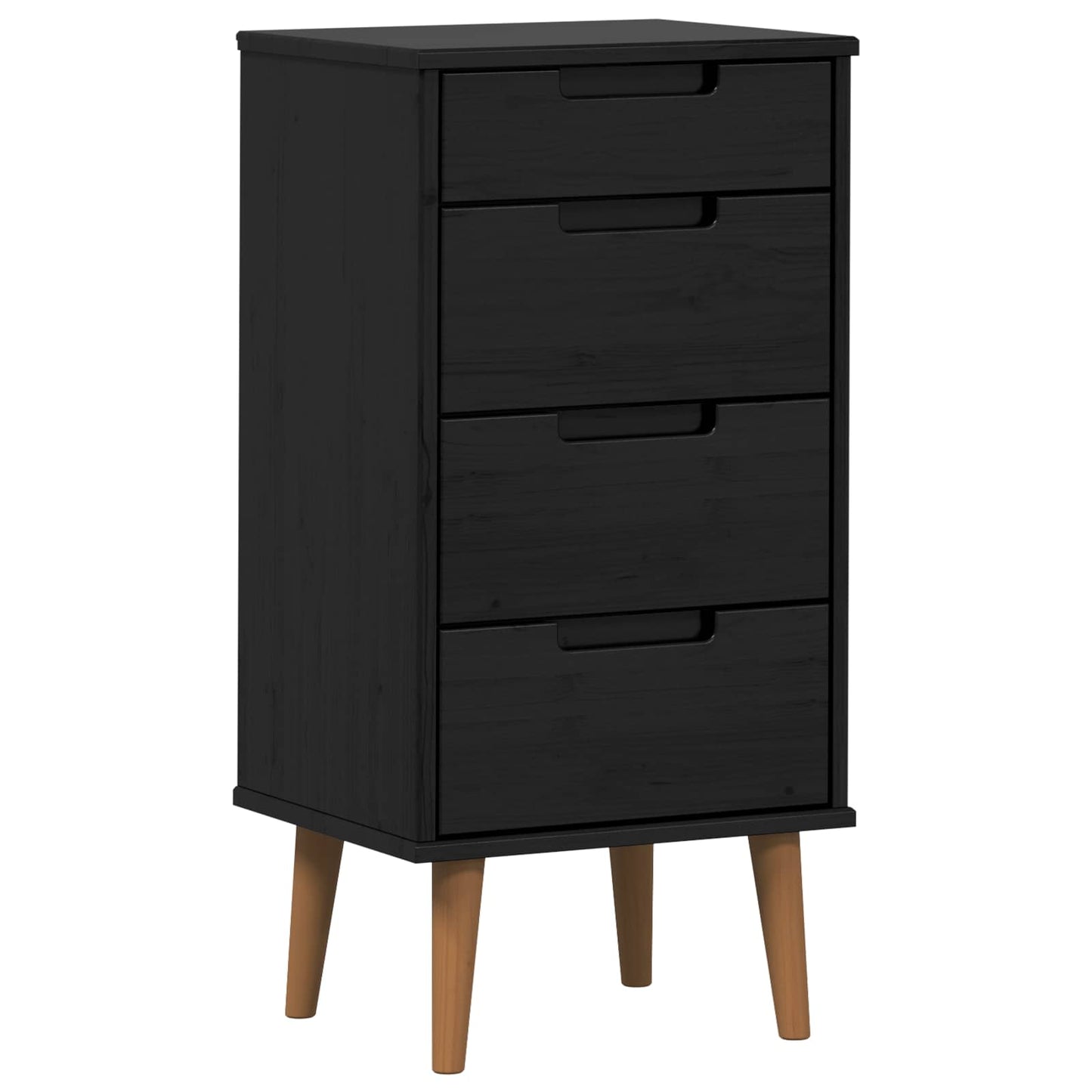 Kommode MOLDE Schwarz 40 x 35 x 82 cm Massives Kiefernholz