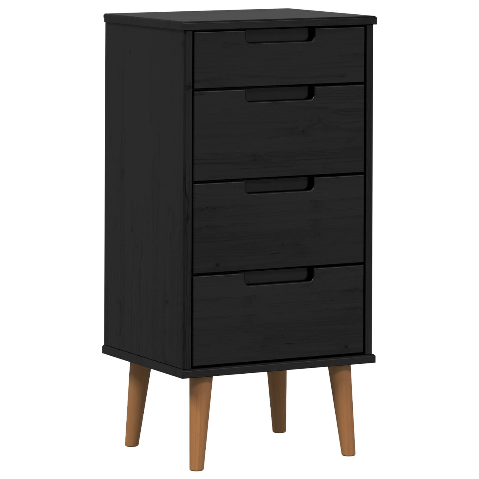 Kommode MOLDE Schwarz 40 x 35 x 82 cm Massives Kiefernholz