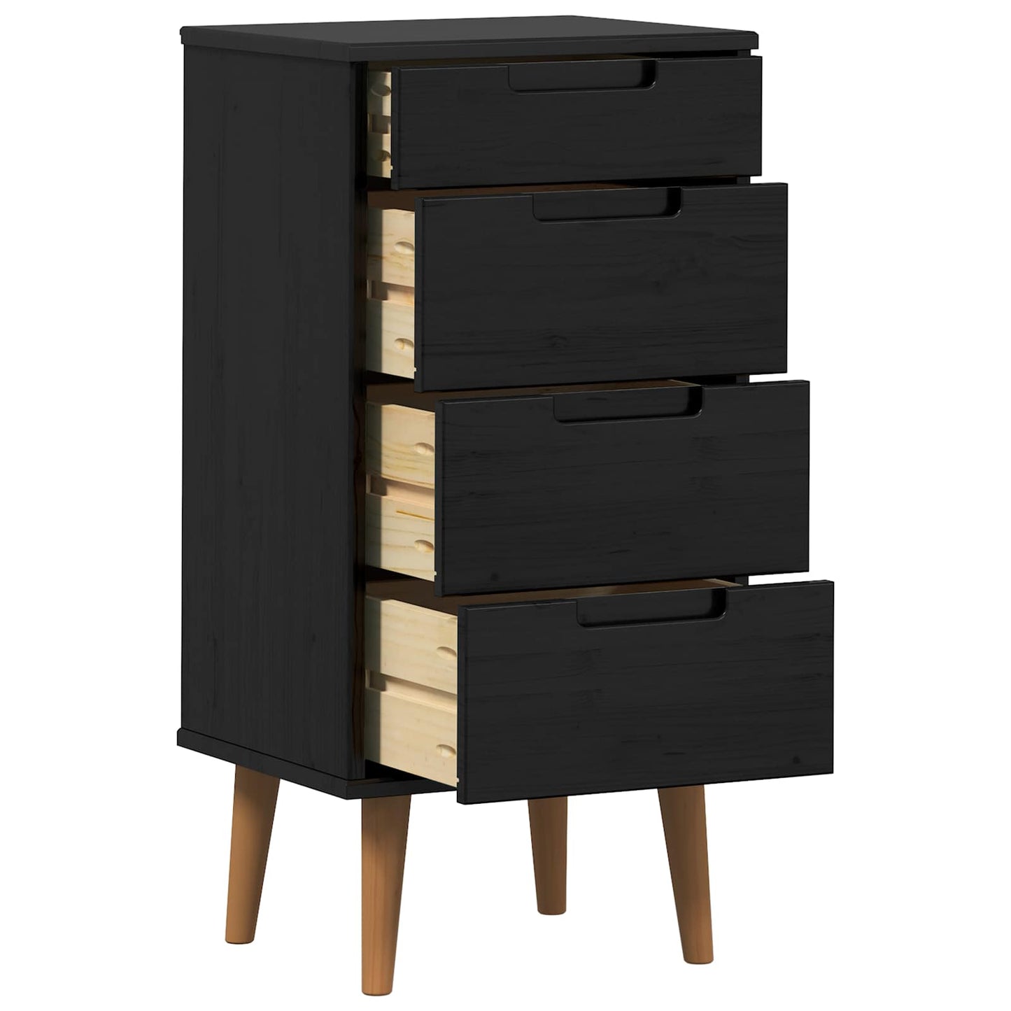 Kommode MOLDE Schwarz 40 x 35 x 82 cm Massives Kiefernholz