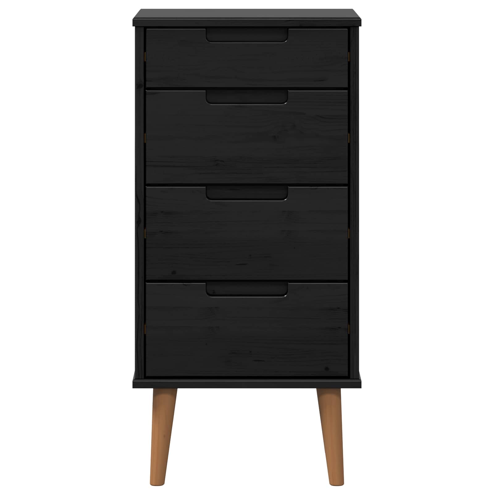 Kommode MOLDE Schwarz 40 x 35 x 82 cm Massives Kiefernholz