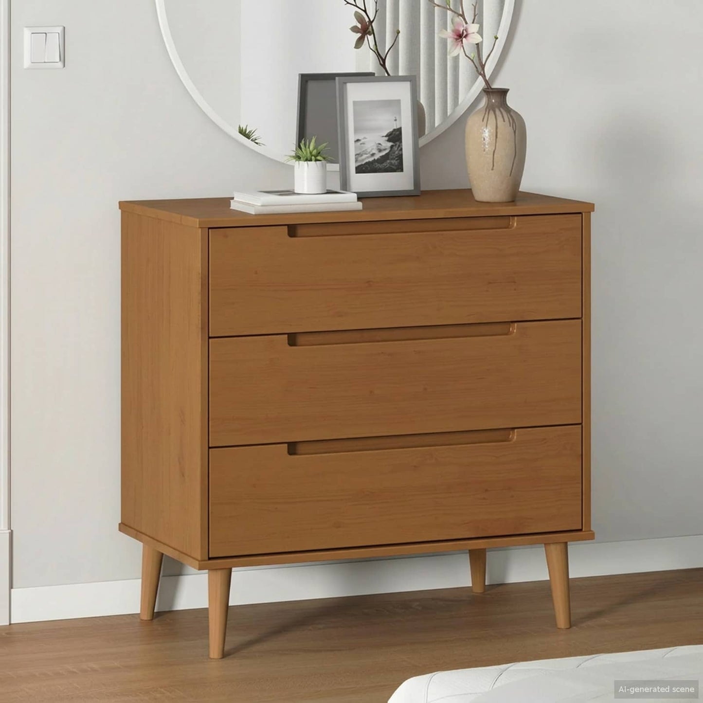 Kommode MOLDE Karamell 80 x 40 x 80 cm Massives Kiefernholz