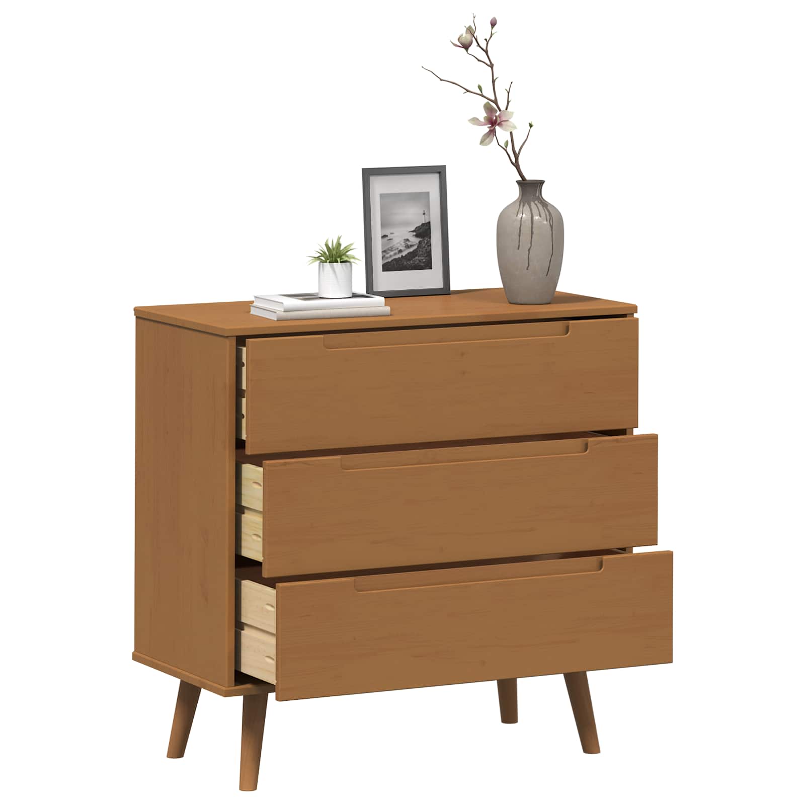 Kommode MOLDE Karamell 80 x 40 x 80 cm Massives Kiefernholz