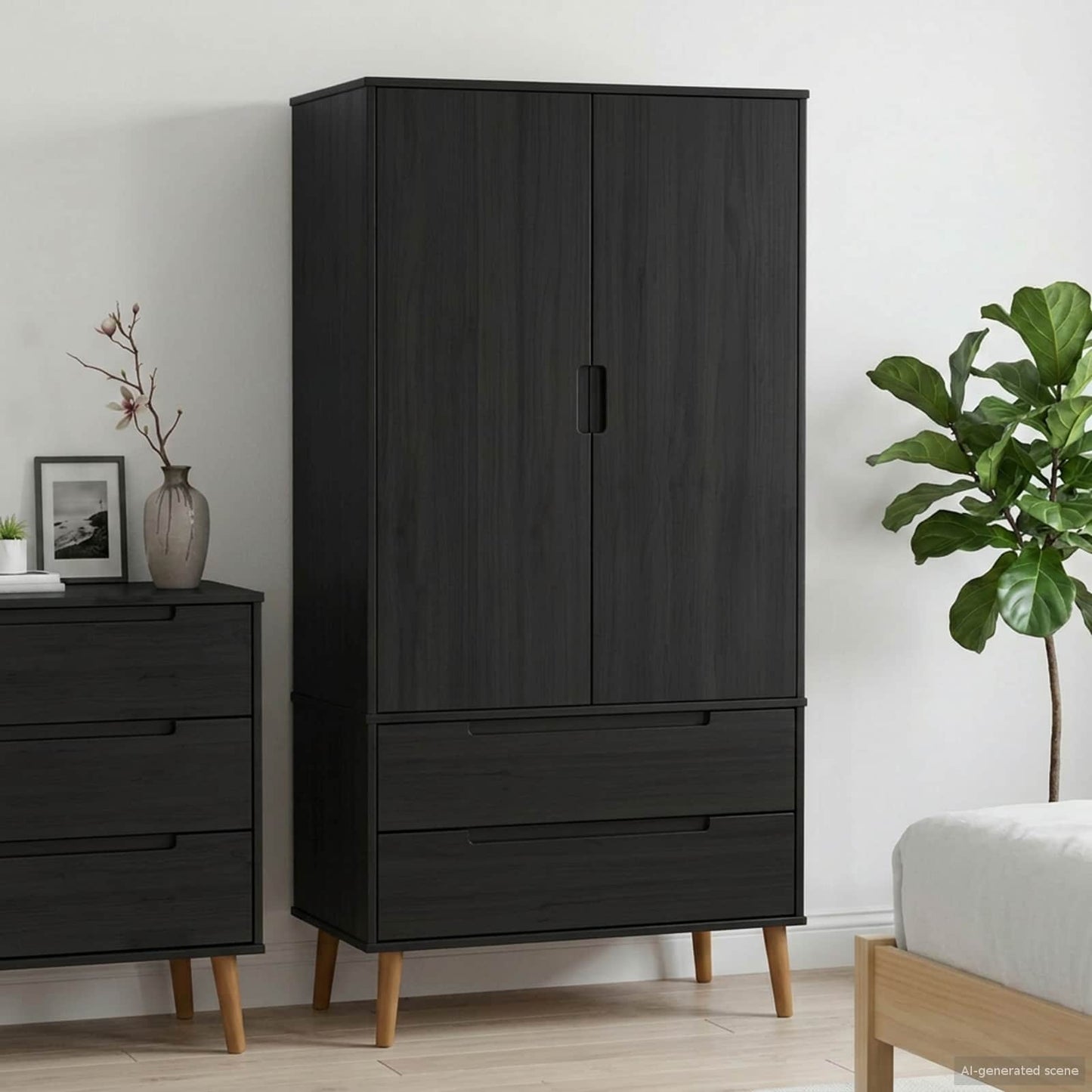 Kleiderschrank MOLDE Schwarz 90 x 55 x 175 cm
