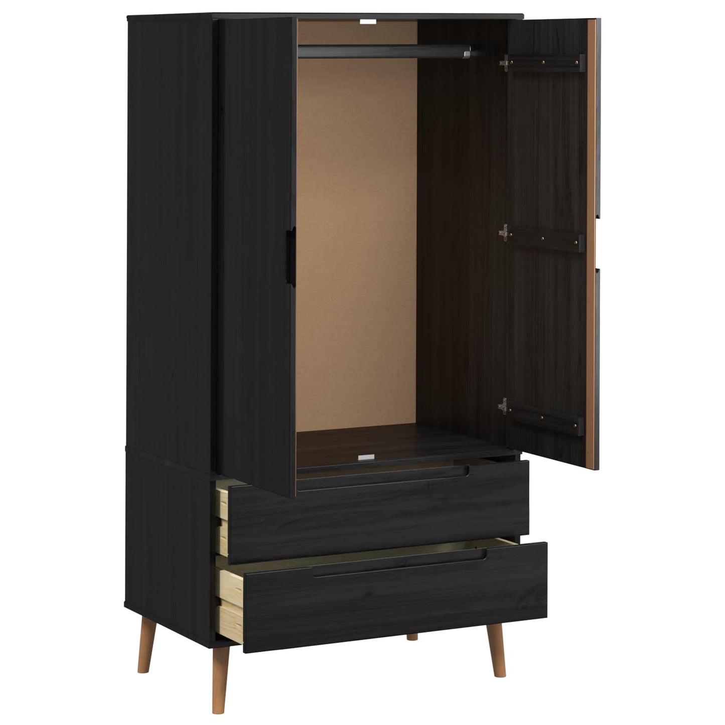 Kleiderschrank MOLDE Schwarz 90 x 55 x 175 cm