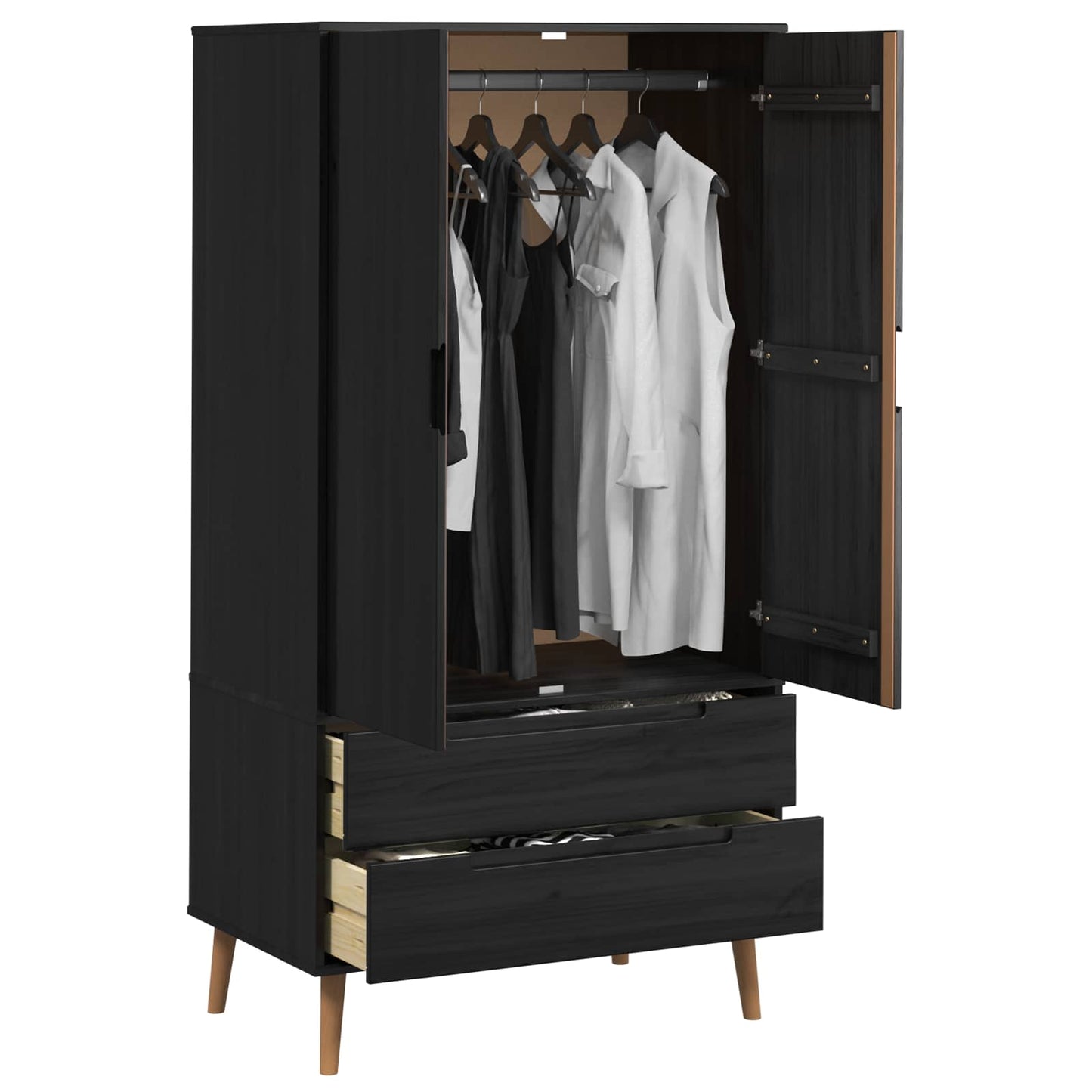 Kleiderschrank MOLDE Schwarz 90 x 55 x 175 cm
