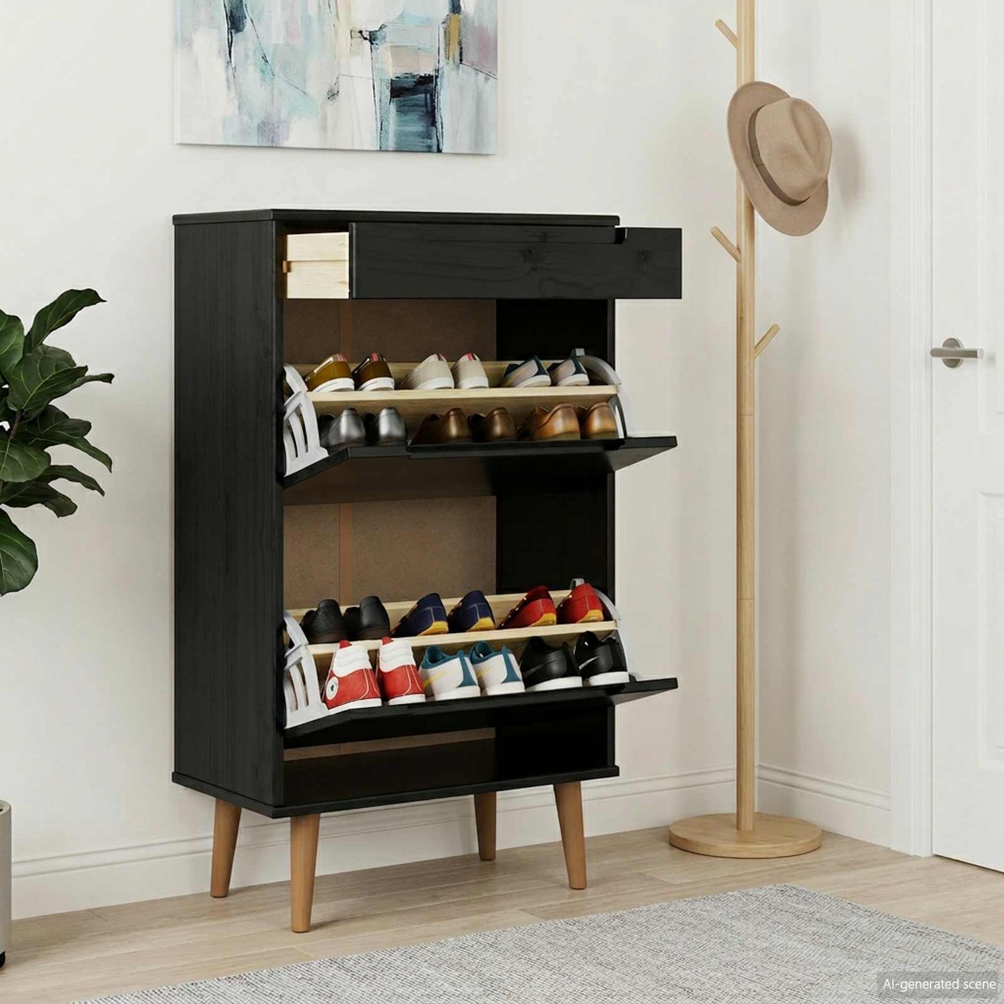 Schuhschrank MOLDE 59,5 x 35 x 103 cm Massives Kiefernholz