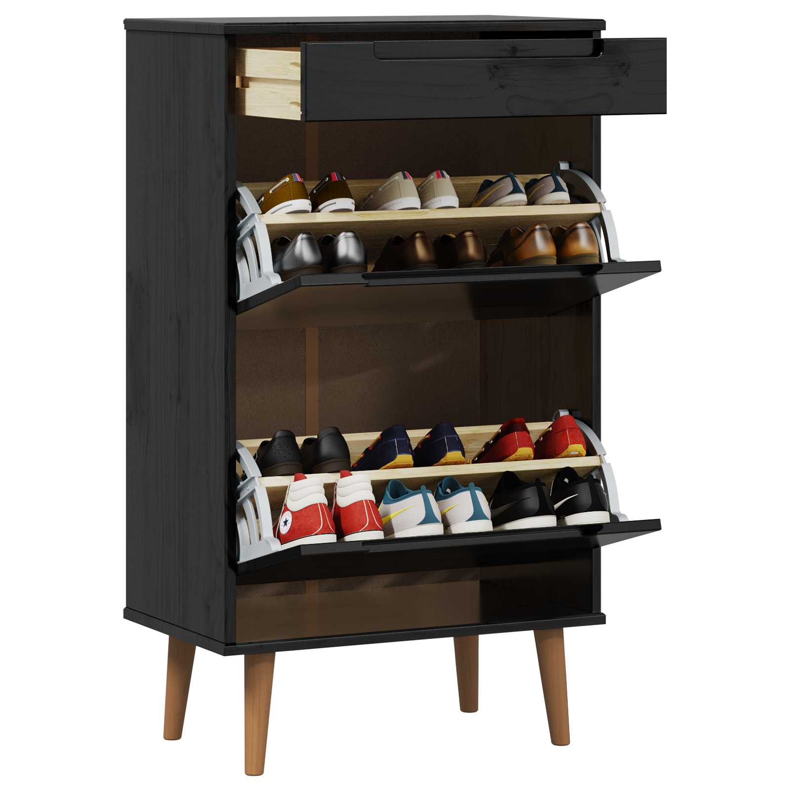 Schuhschrank MOLDE 59,5 x 35 x 103 cm Massives Kiefernholz