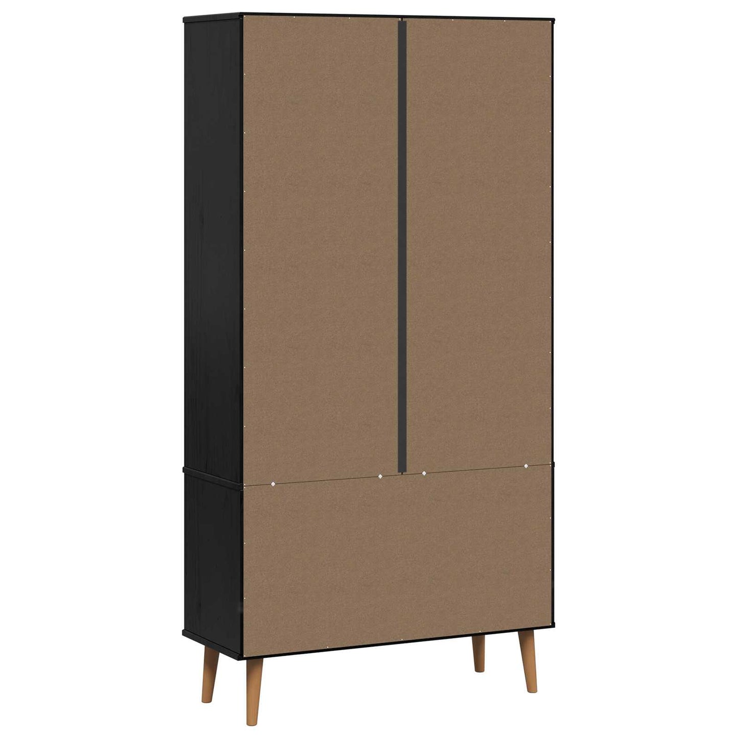 Glasvitrine MOLDE 90 x 35 x 175 cm Massives Kiefernholz Schwarz