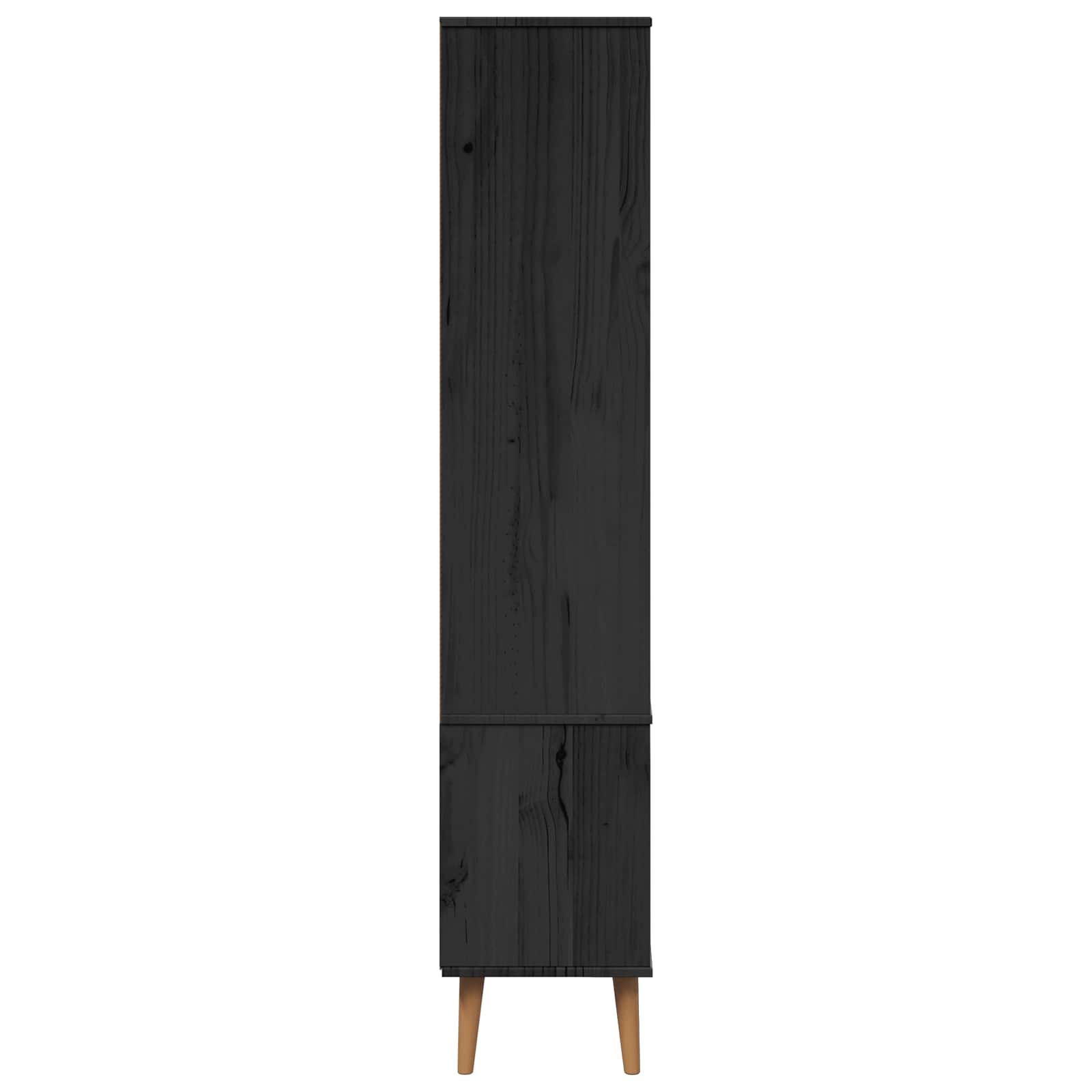 Glasvitrine MOLDE 90 x 35 x 175 cm Massives Kiefernholz Schwarz