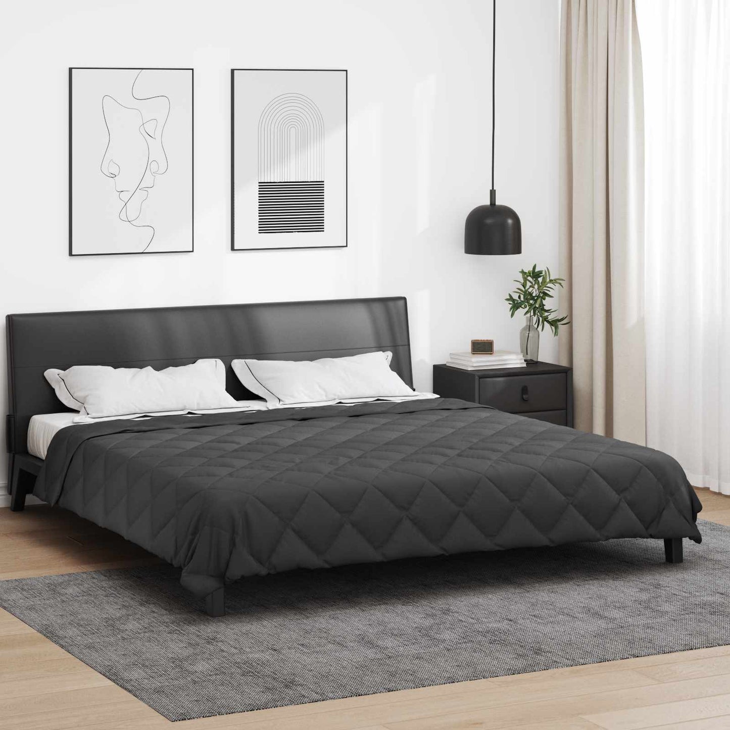 Sommerdecke 200 x 200 cm Sommer 200 gsm Anthrazit