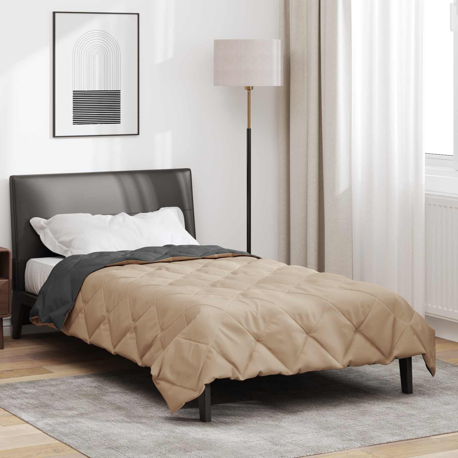 Sommerdecke 200 x 135 cm Sommer 200 gsm Anthrazit und Taupe