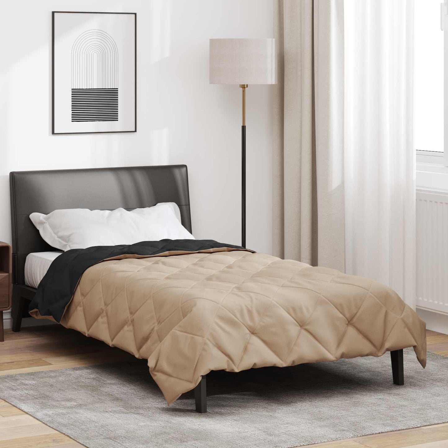 Sommerdecke 200 x 140 cm Sommer 200 gsm Schwarz und Taupe