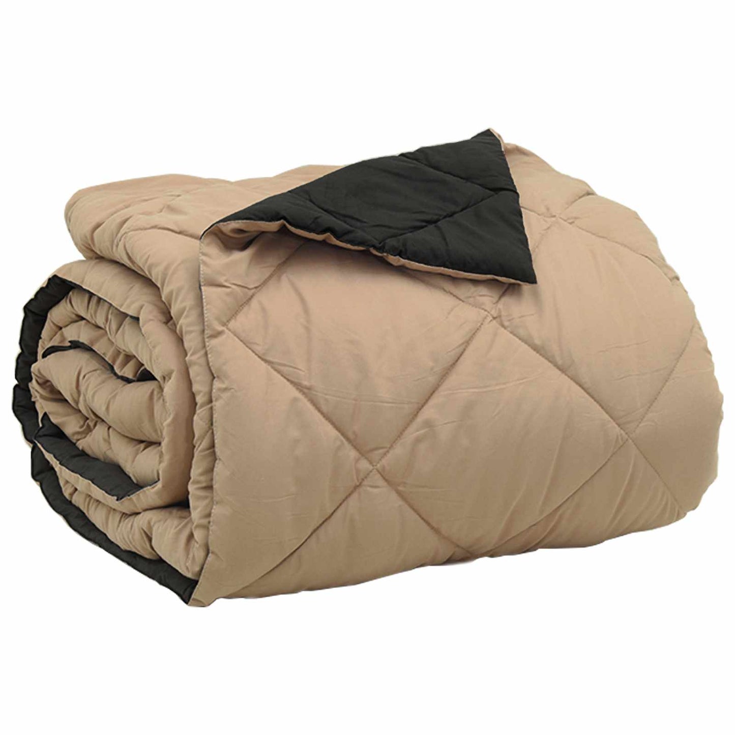 Sommerdecke 220 x 200 cm Sommer 200 gsm Schwarz und Taupe