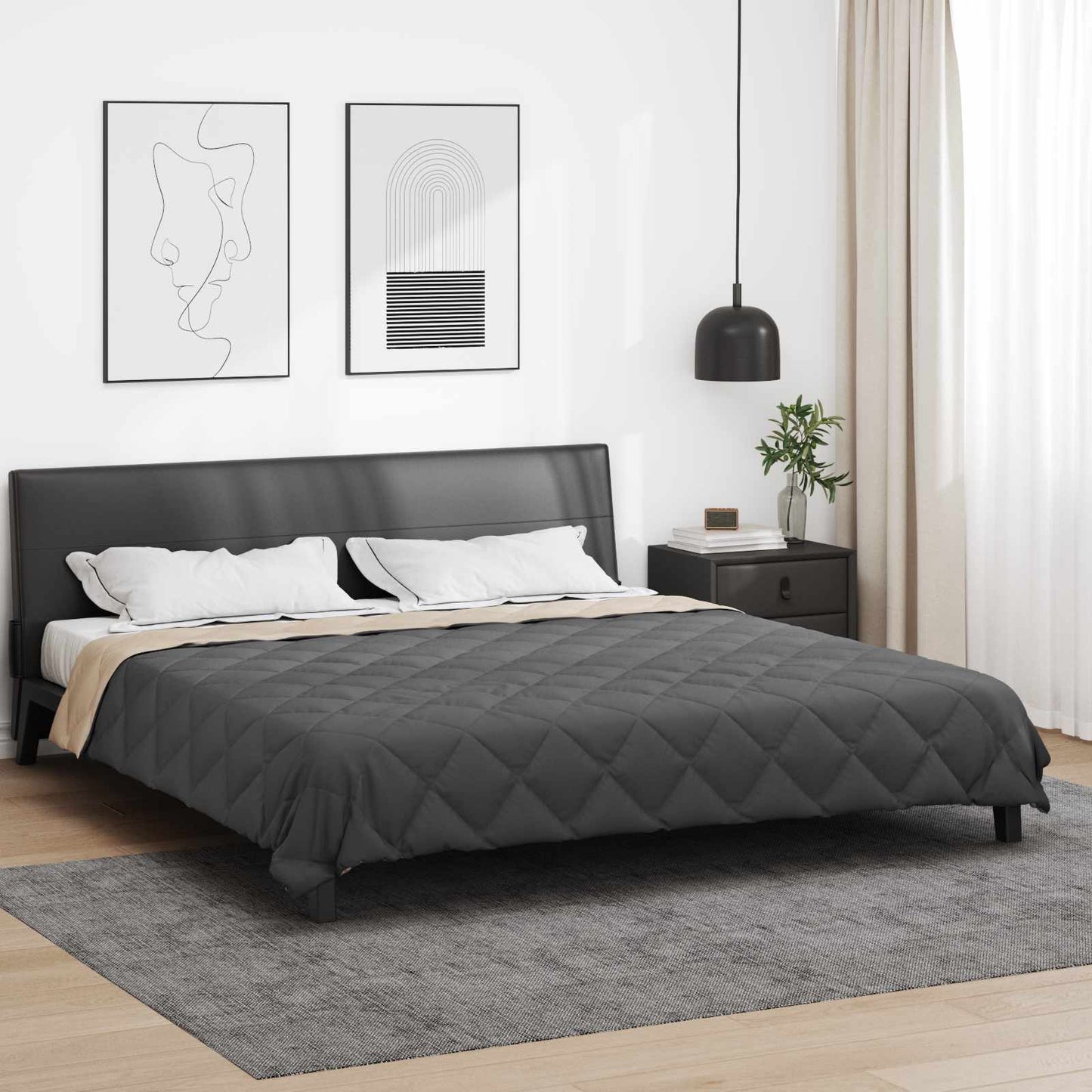 Ganzjahresbettdecke Anthrazit und Taupe 200 x 200 cm Microfiber