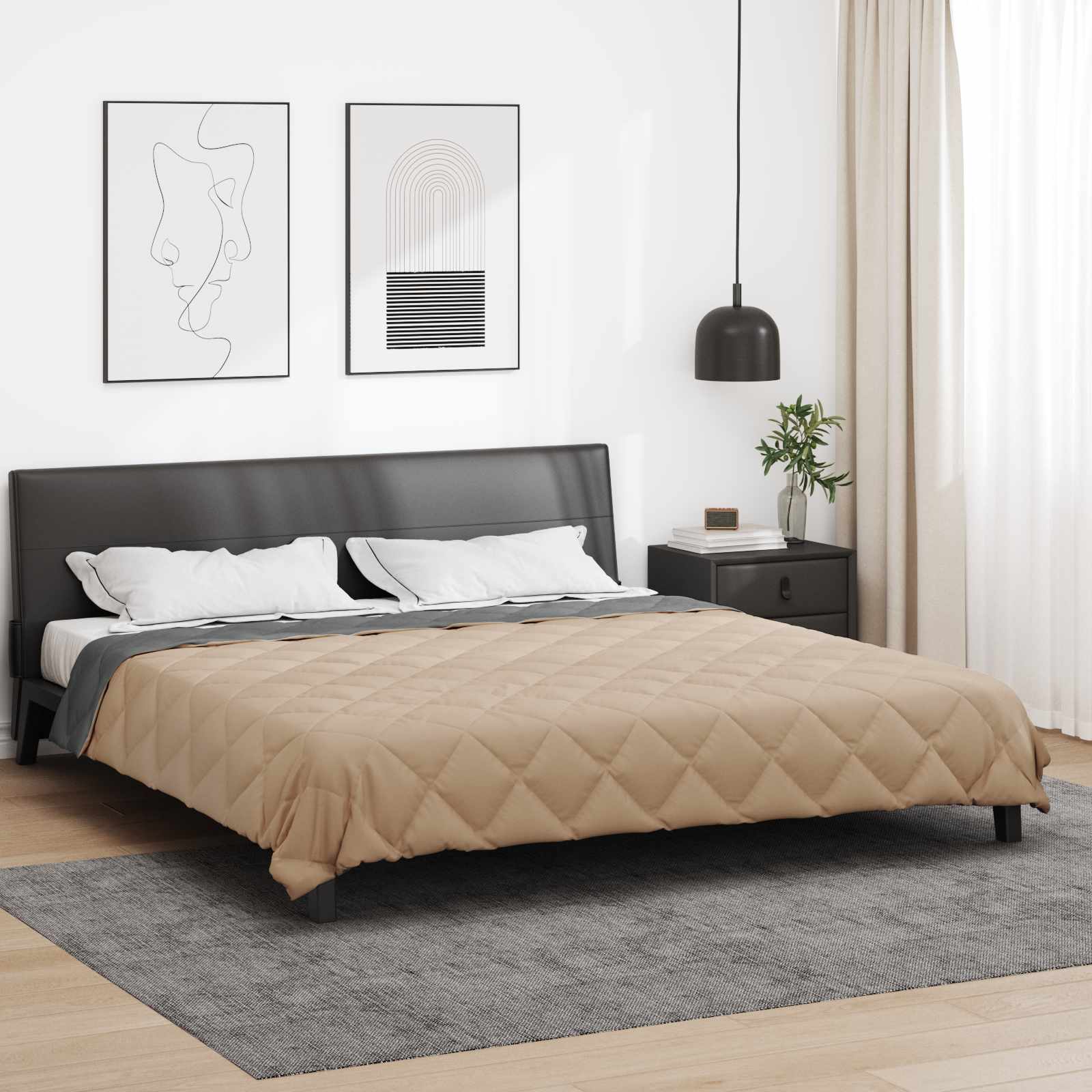 Ganzjahresbettdecke Anthrazit und Taupe 200 x 200 cm Microfiber
