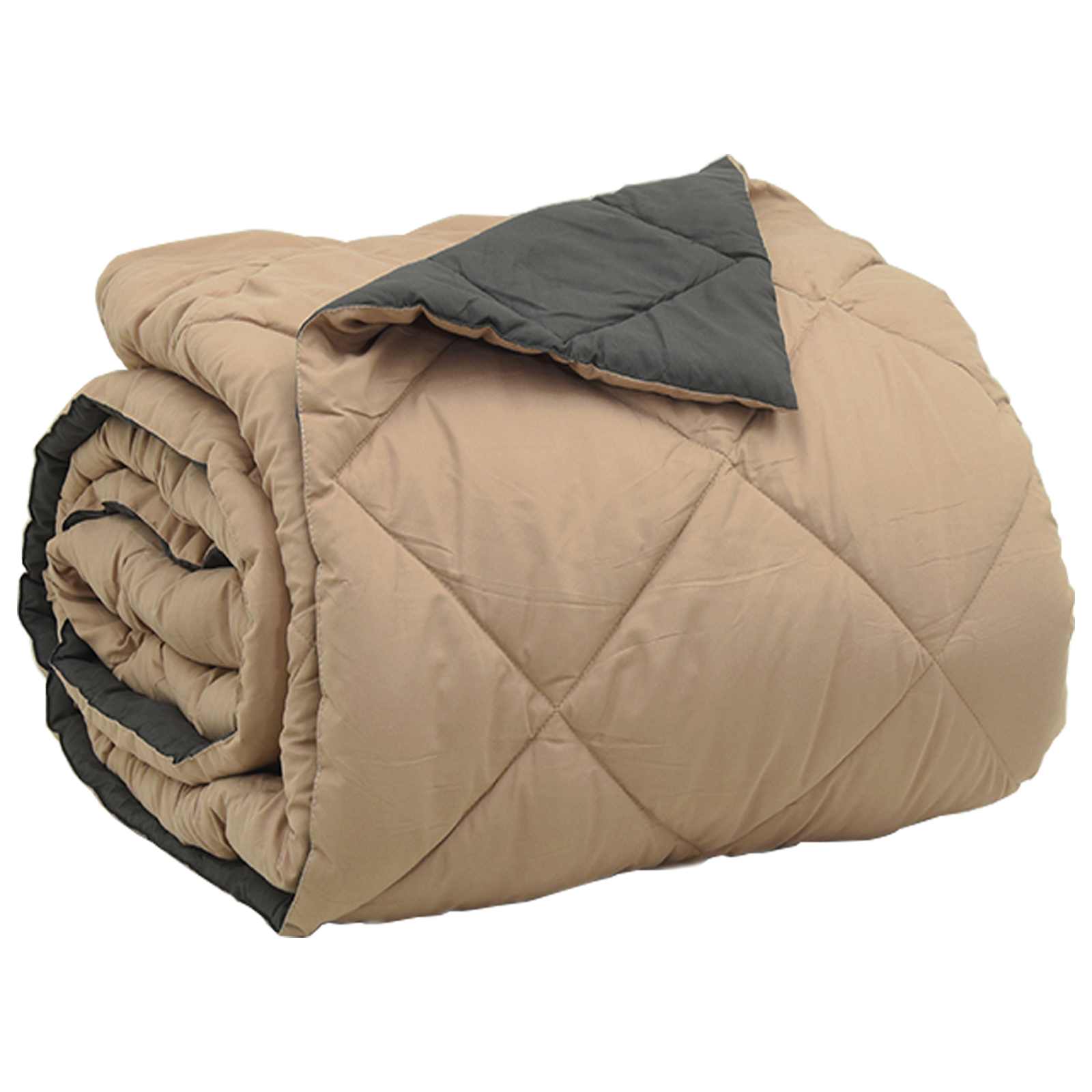 Ganzjahresbettdecke Anthrazit und Taupe 220 x 240 cm Microfiber