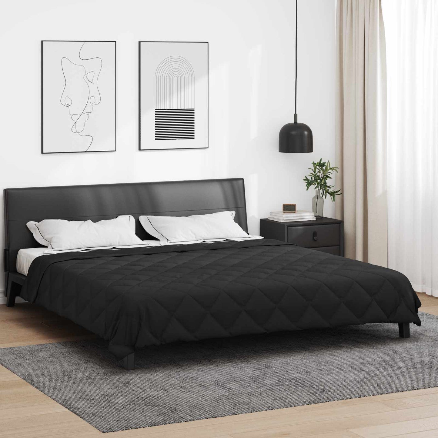 Ganzjahresbettdecke Schwarz 220 x 240 cm Microfiber