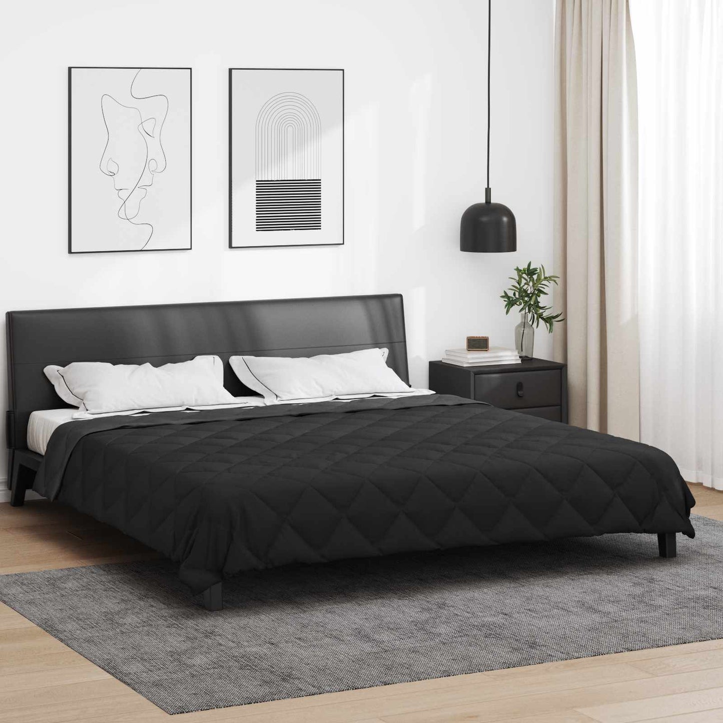 Ganzjahresbettdecke Schwarz und Anthrazit 220 x 240 cm