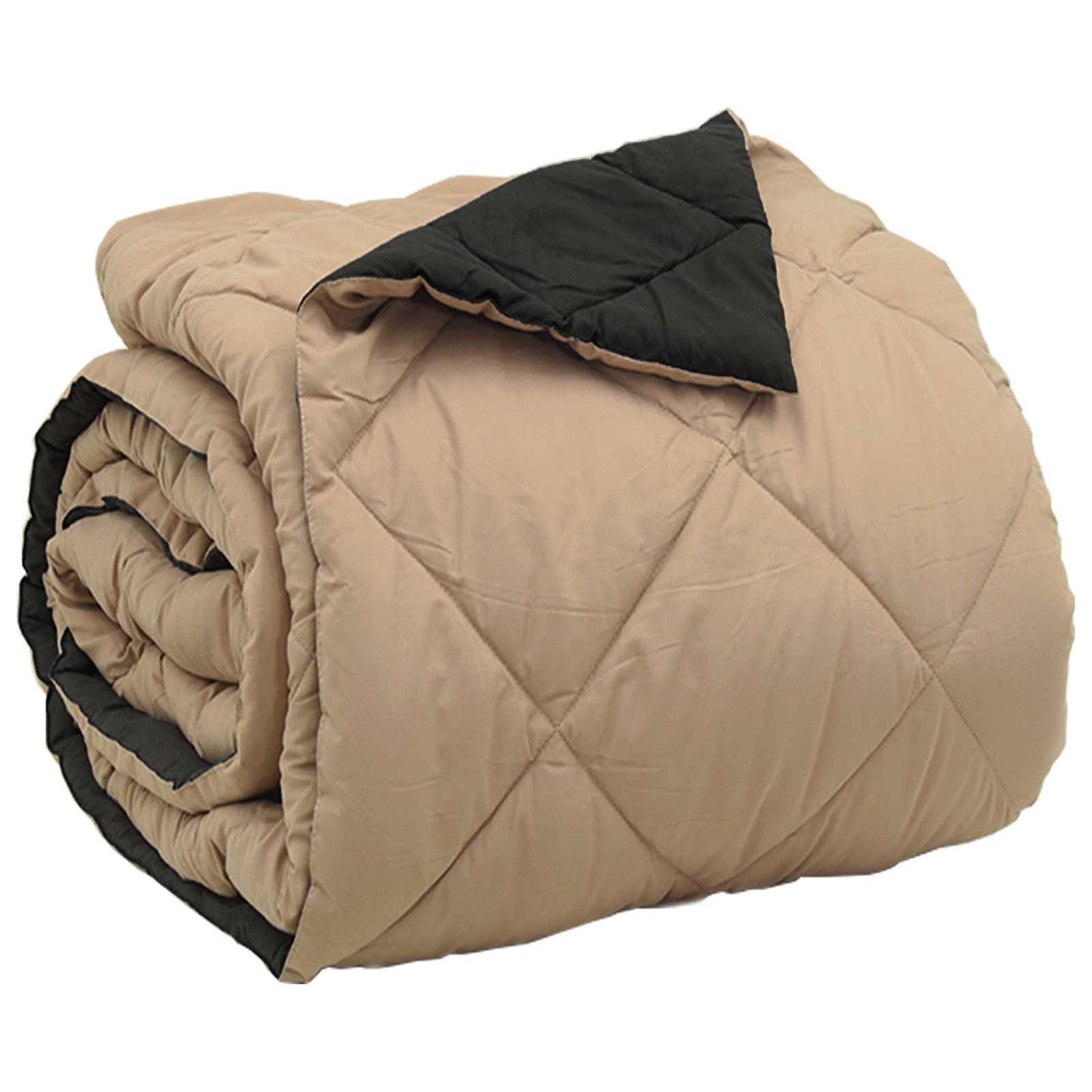 Ganzjahresbettdecke Schwarz und Taupe 200 x 200 cm Microfiber