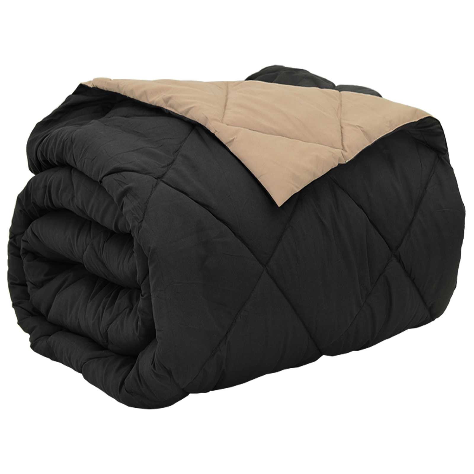 Ganzjahresbettdecke Schwarz und Taupe 220 x 240 cm Microfiber