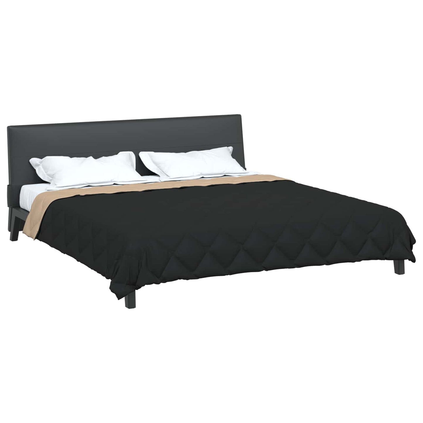 Ganzjahresbettdecke Schwarz und Taupe 220 x 240 cm Microfiber