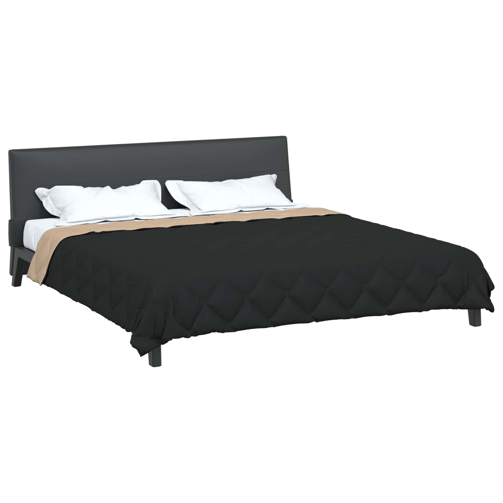 Ganzjahresbettdecke Schwarz und Taupe 220 x 240 cm Microfiber