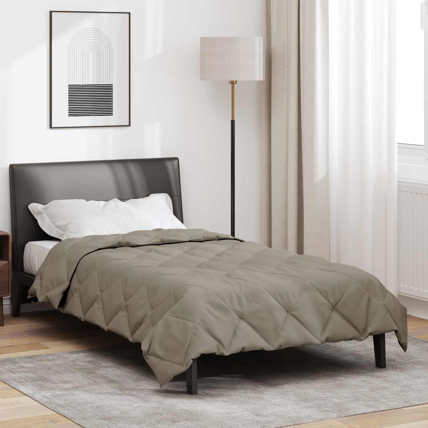 Ganzjahresbettdecke Hellgrau 155 x 220 cm Microfiber