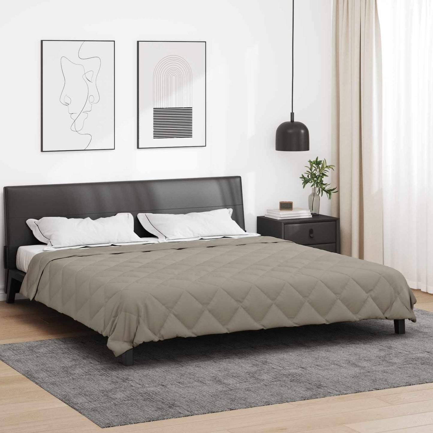 Ganzjahresbettdecke Hellgrau 200 x 220 cm Microfiber