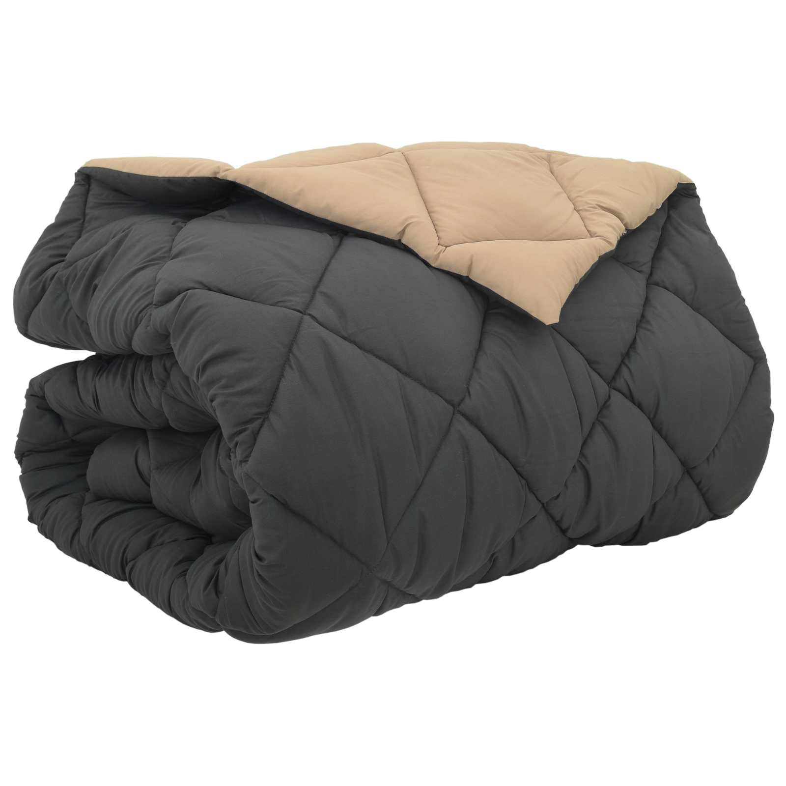 Winterbettdecke 200 x 200 cm 450 g/m² Anthrazit und Taupe