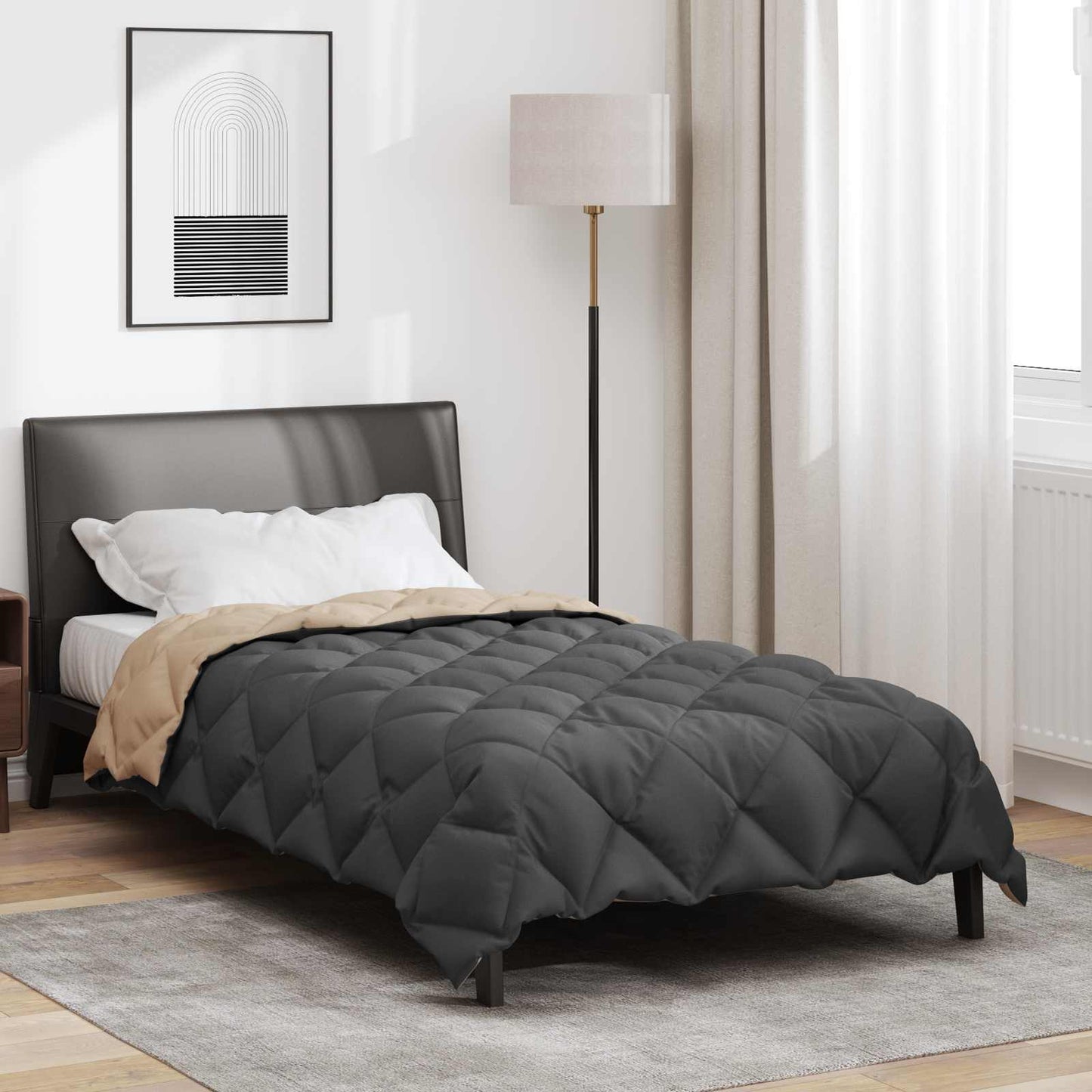 Winterbettdecke 155 x 220 cm 450 g/m² Anthrazit und Taupe