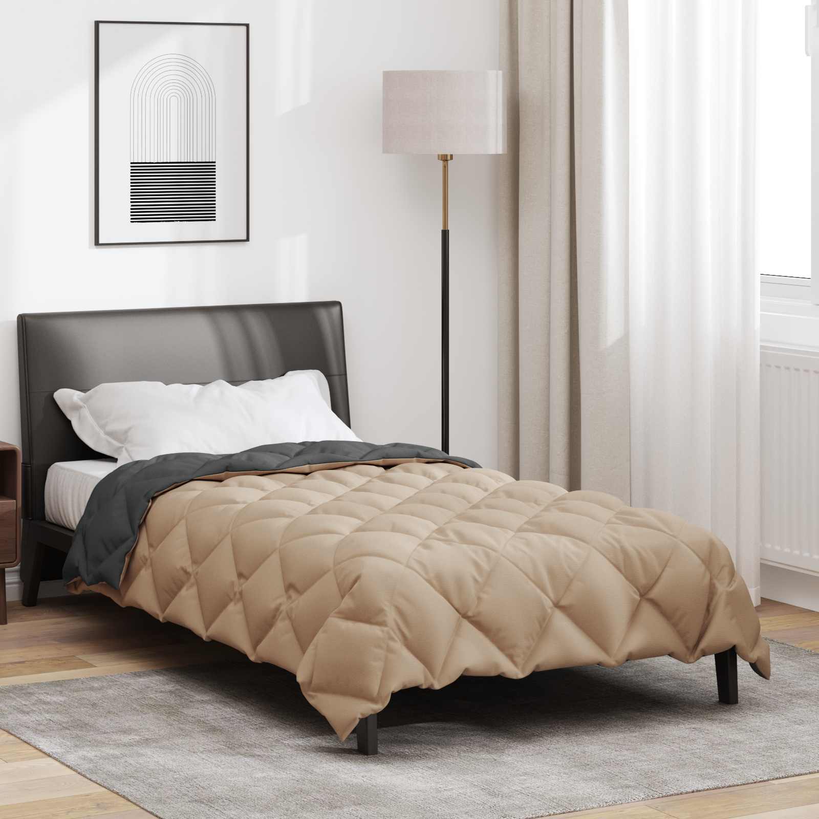 Winterbettdecke 155 x 220 cm 450 g/m² Anthrazit und Taupe