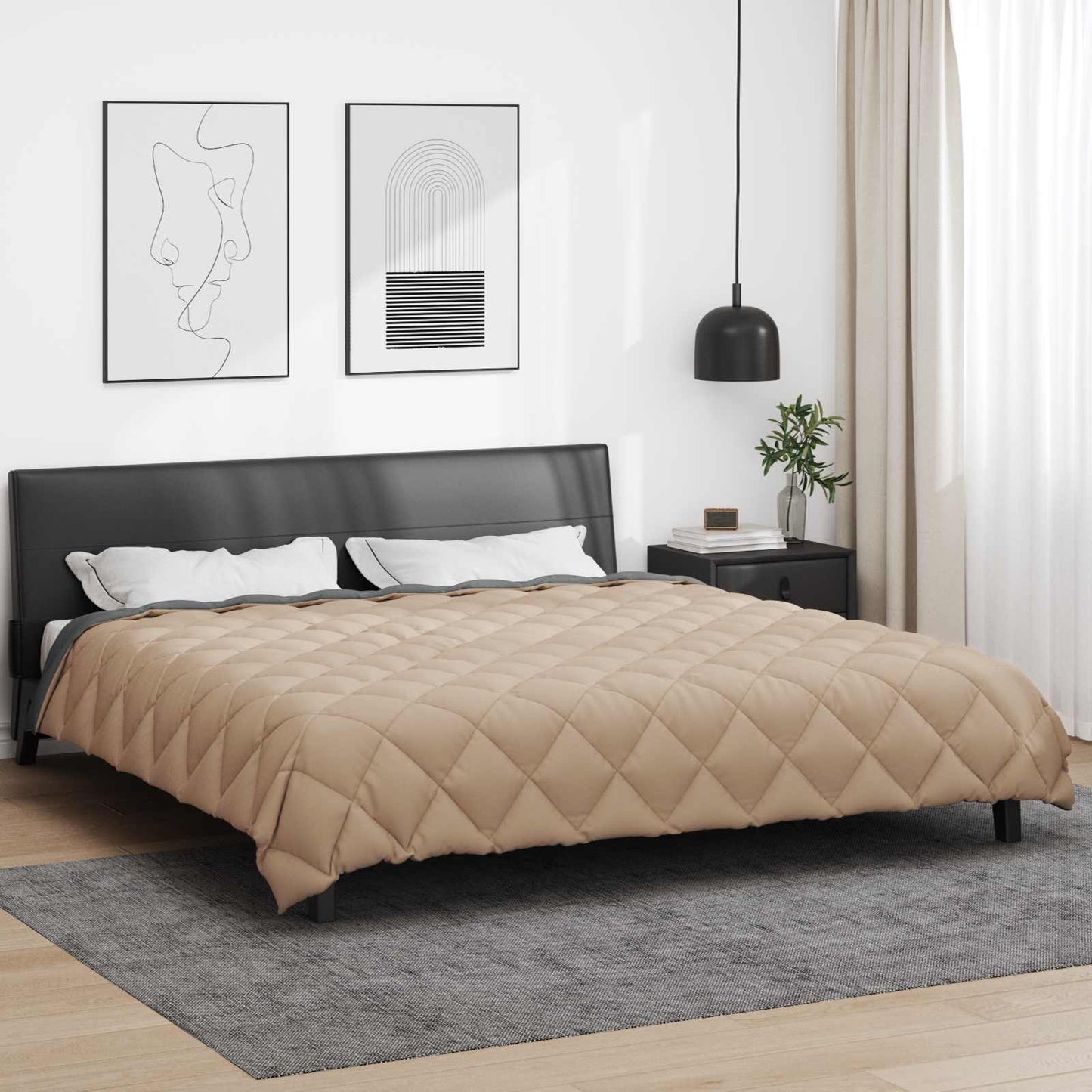 Winterbettdecke 200 x 220 cm 450 g/m² Anthrazit und Taupe