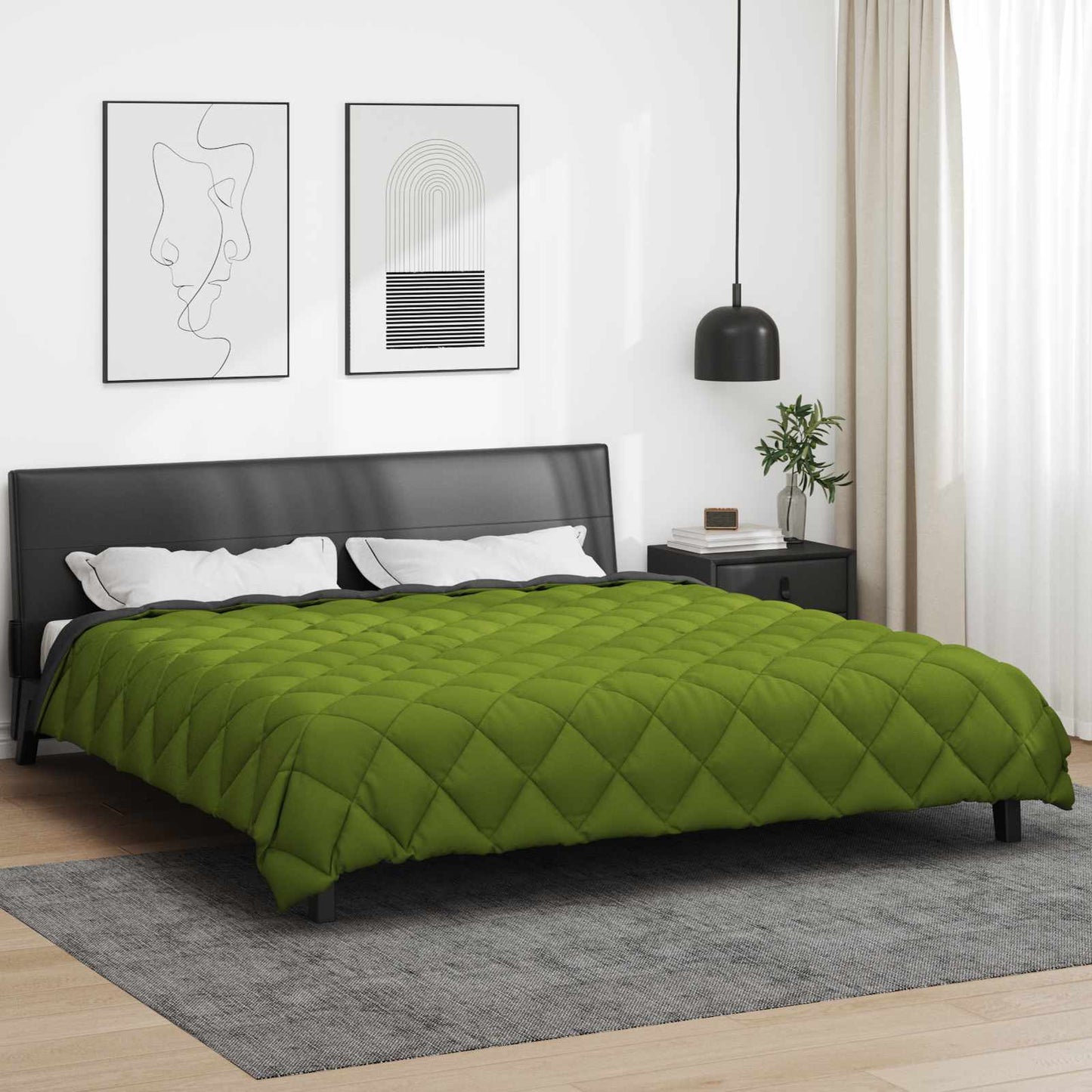 Winterbettdecke 200 x 200 cm 450 g/m² Grün und Anthrazit