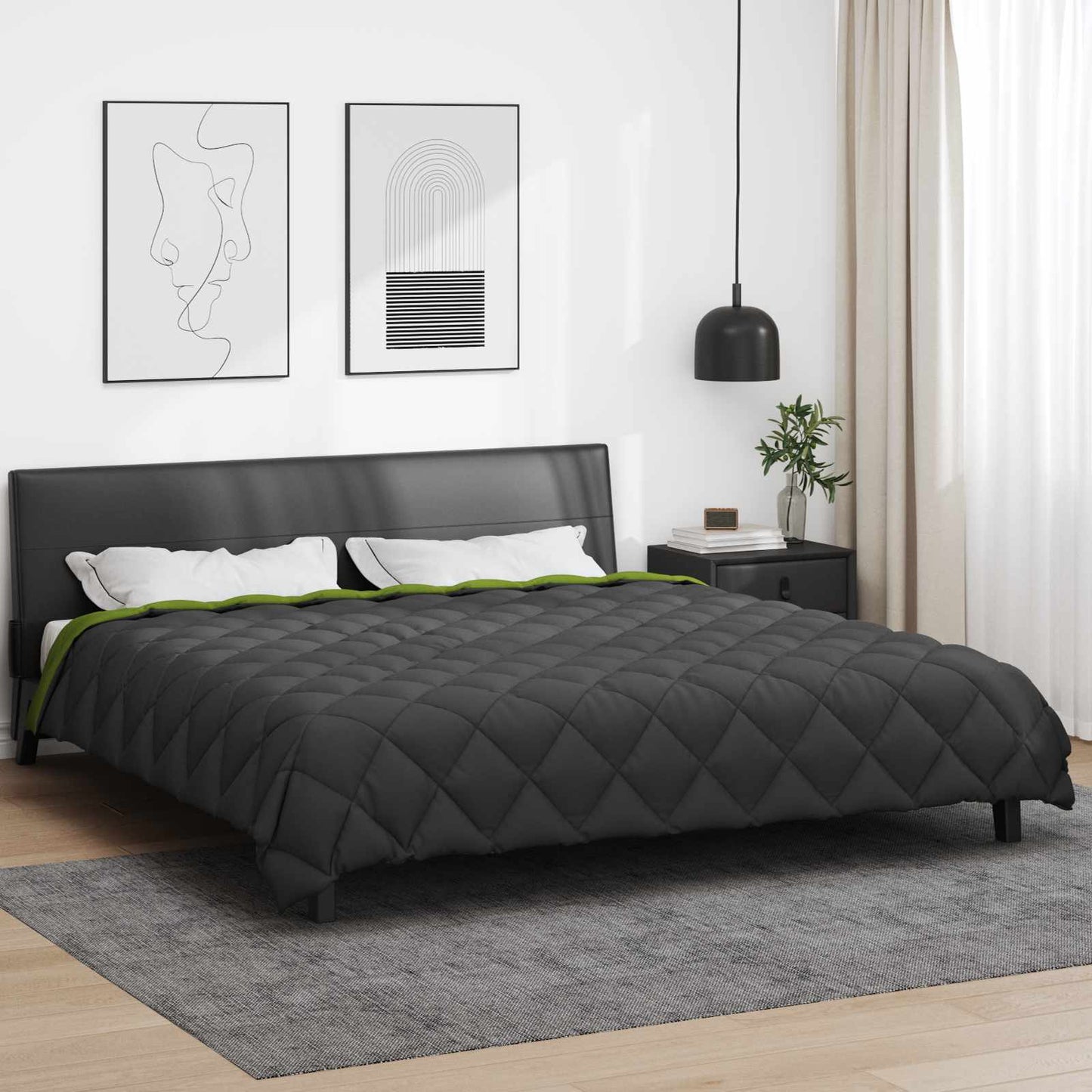 Winterbettdecke 220 x 240 cm 450 g/m² Grün und Anthrazit