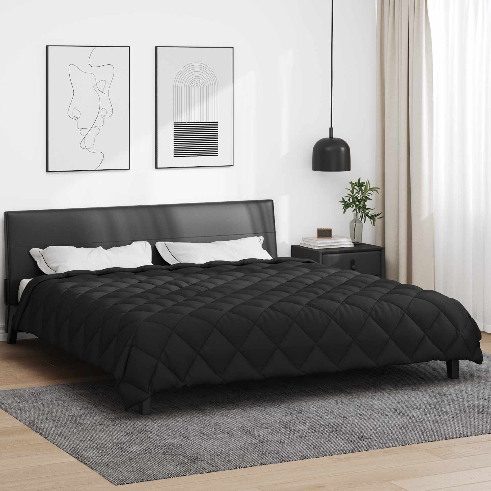 Winterbettdecke 220 x 240 cm 450 g/m² Schwarz